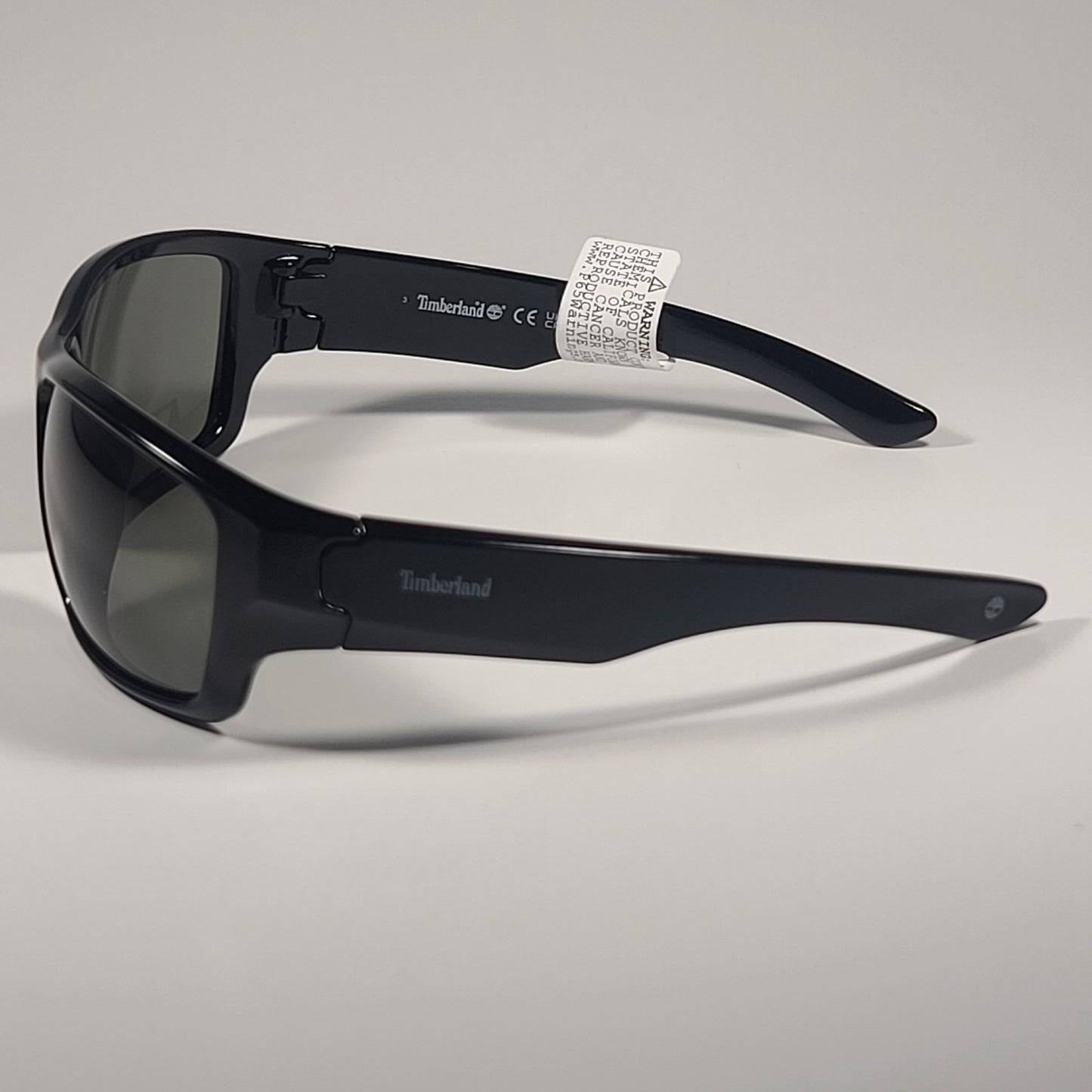 Timberland Sport Wrap Sunglasses Shiny Black With Green Lens TB7266 01N 64mm - Sunglasses