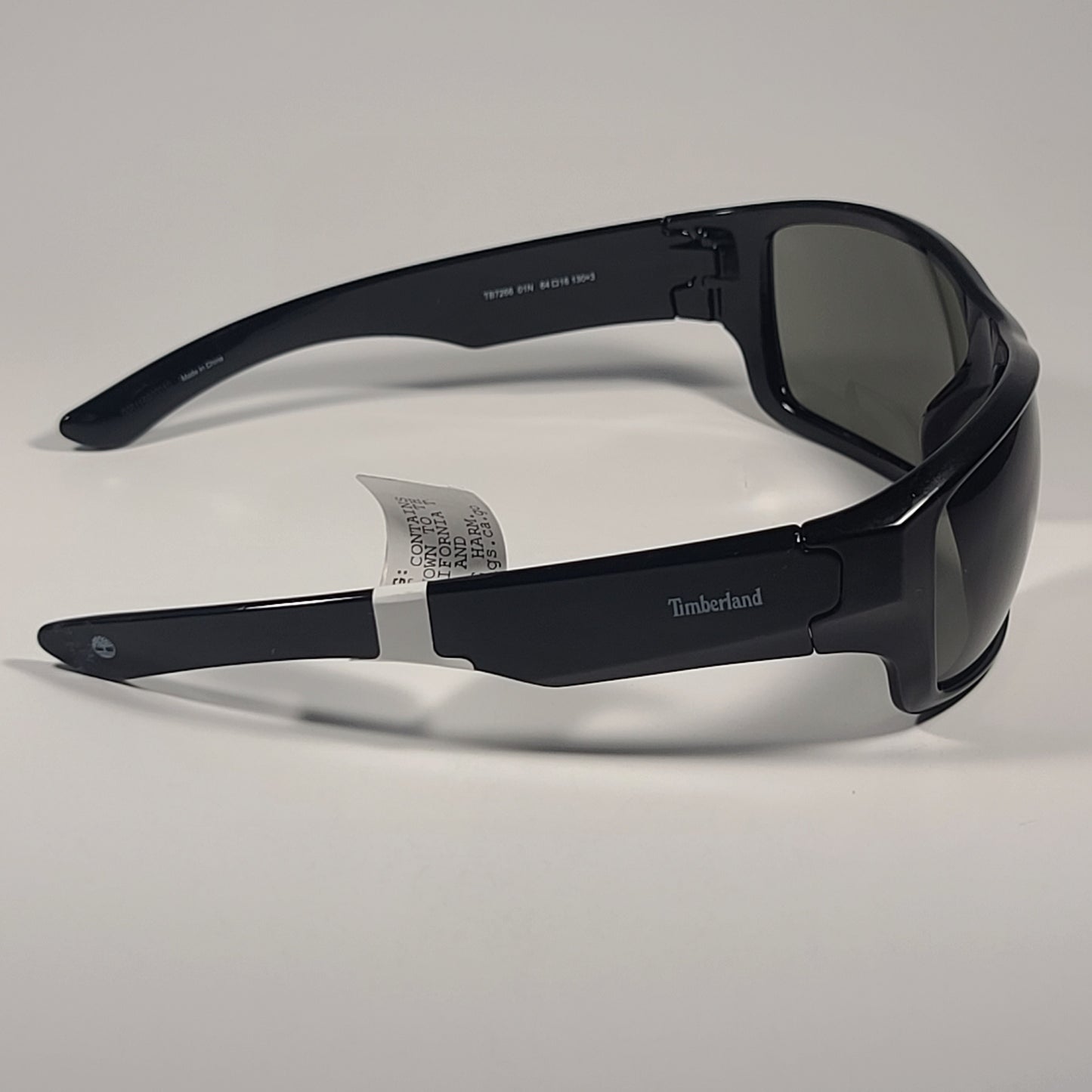 Timberland Sport Wrap Sunglasses Shiny Black With Green Lens TB7266 01N 64mm - Sunglasses