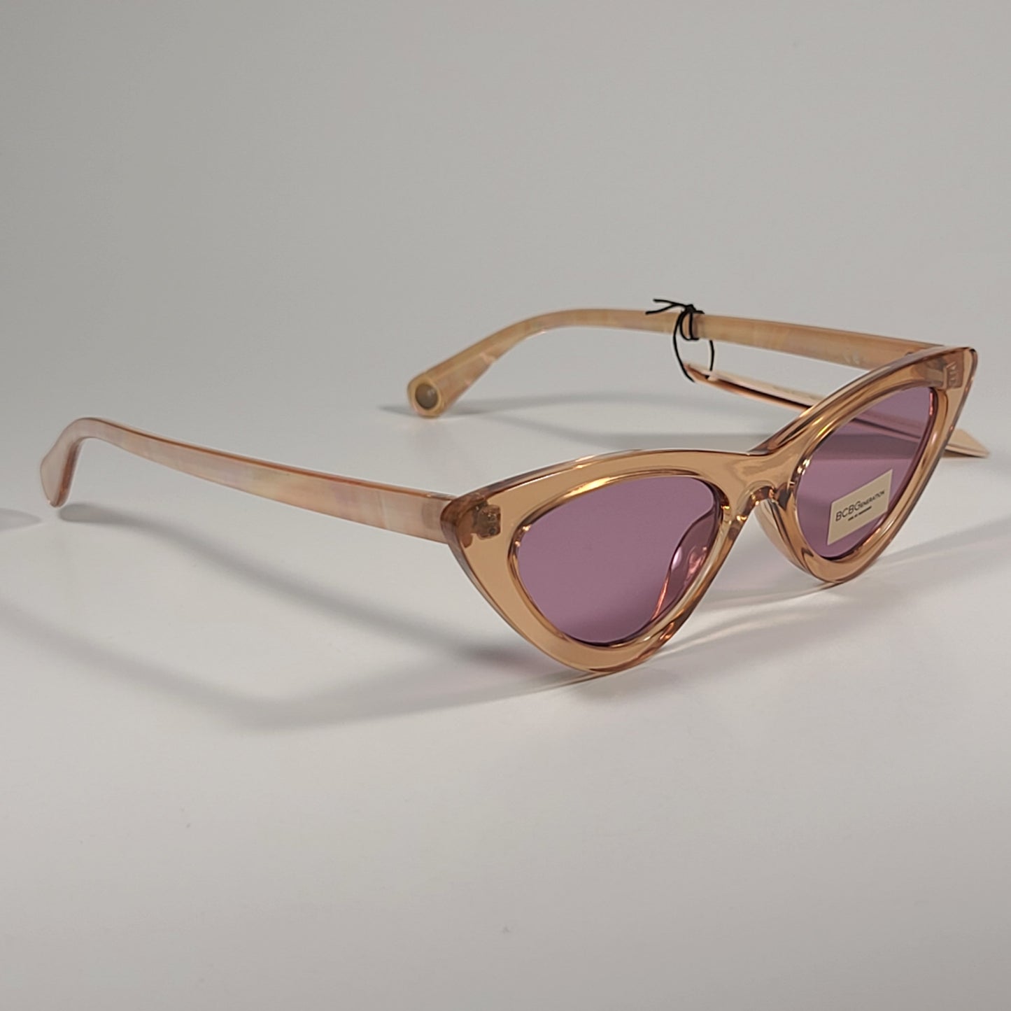 BCBGeneration Cat Eye Sunglasses Tan Crystal Frame Blush Lens BG1036CE 400 - Sunglasses