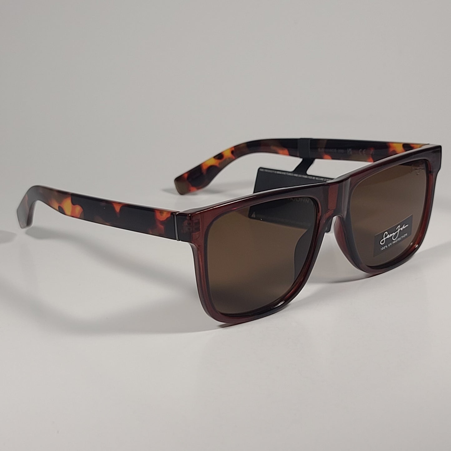Sean John SJS1016CE 200 Square Sunglasses Brown Tortoise Frame Brown Lens 54mm - Sunglasses