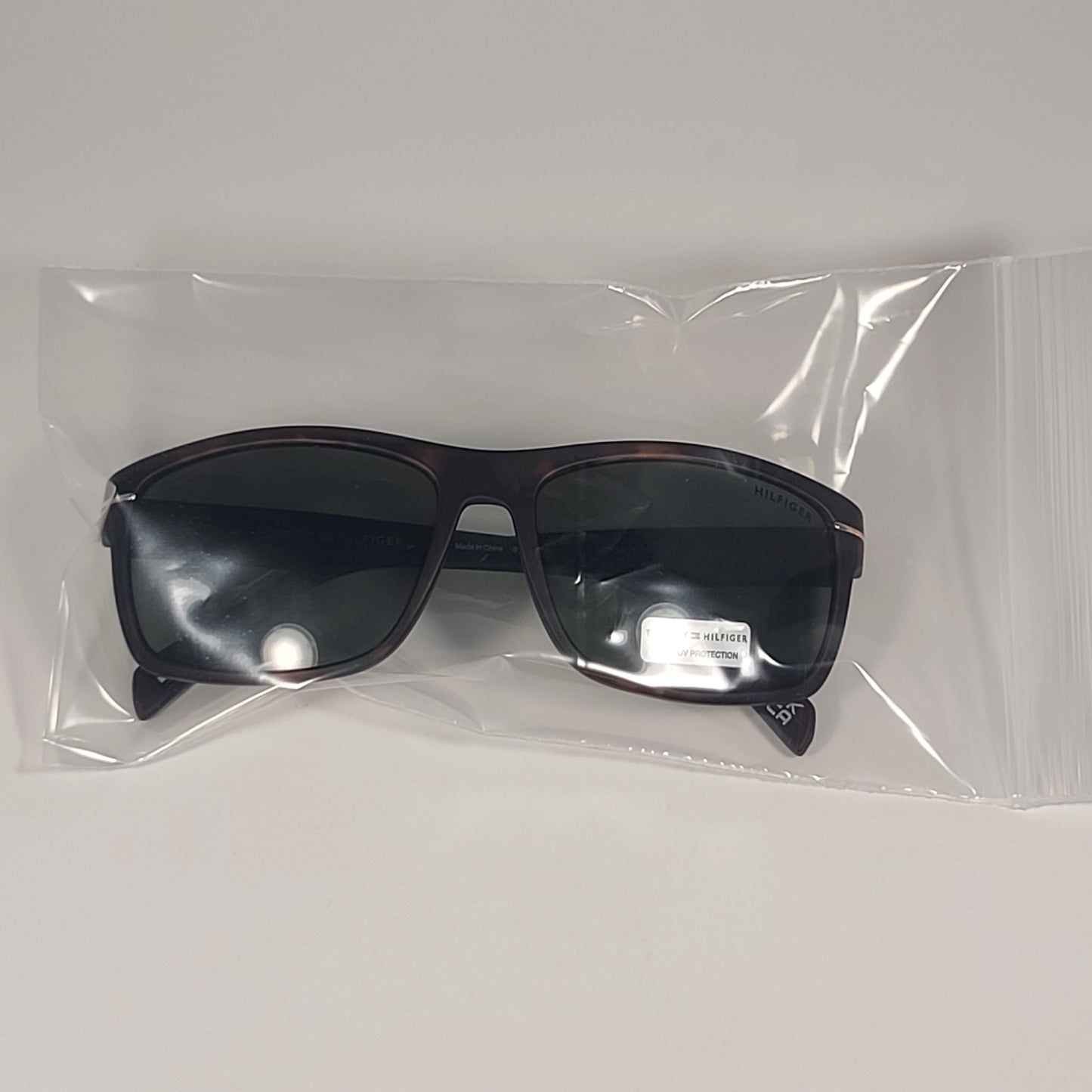 Tommy Hilfiger MP OM639 Rectangular Sunglasses Matte Tortoise Frame & Green Lens - Sunglasses