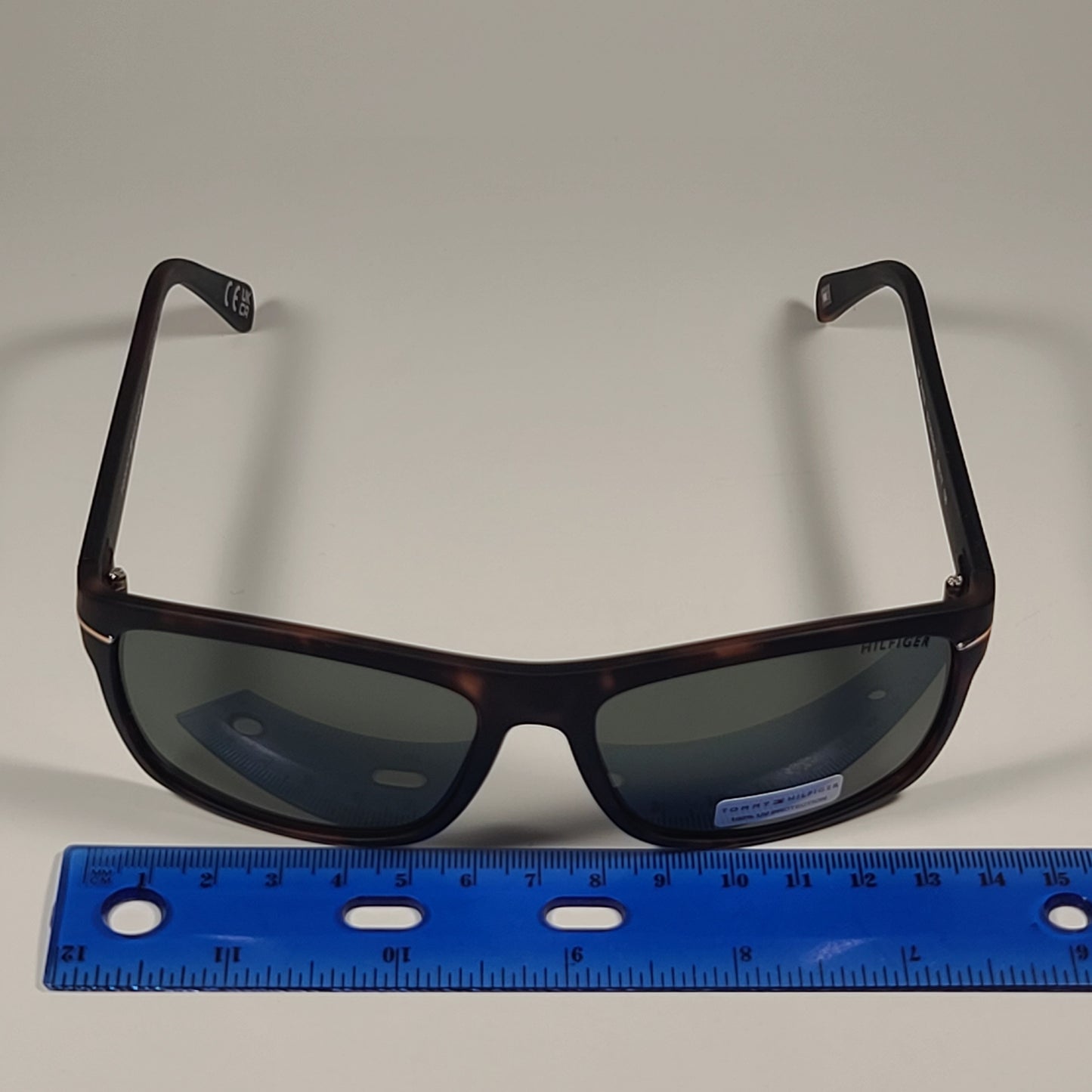Tommy Hilfiger MP OM639 Rectangular Sunglasses Matte Tortoise Frame & Green Lens - Sunglasses