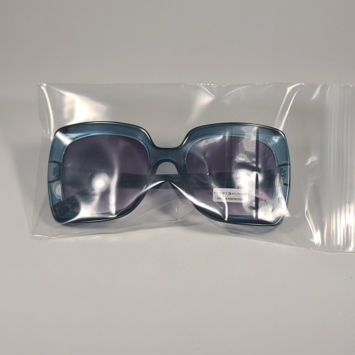 Tommy Hilfiger WP OL597 Oversized Square Sunglasses Blue Crystal Smoke Gradient - Sunglasses