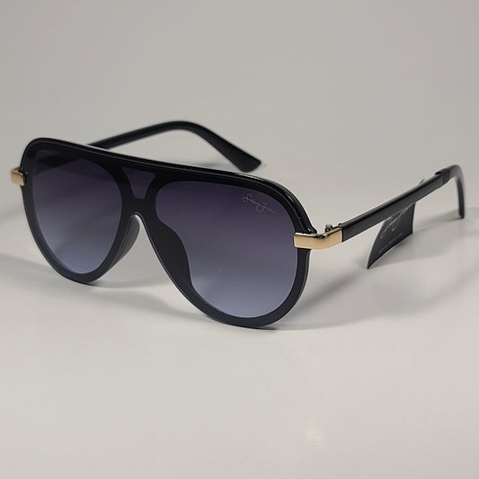 Sean John SJS1007CE 002 Pilot Shield Sunglasses Black Frame Blue Gray Lens - Sunglasses