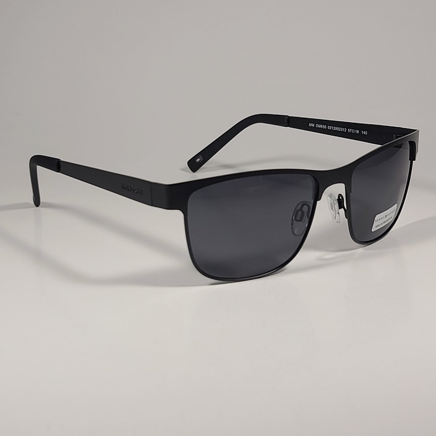 Tommy Hilfiger MM OM650 Square Club Sunglasses Black Horn Rim Frame Gray Lens - Sunglasses