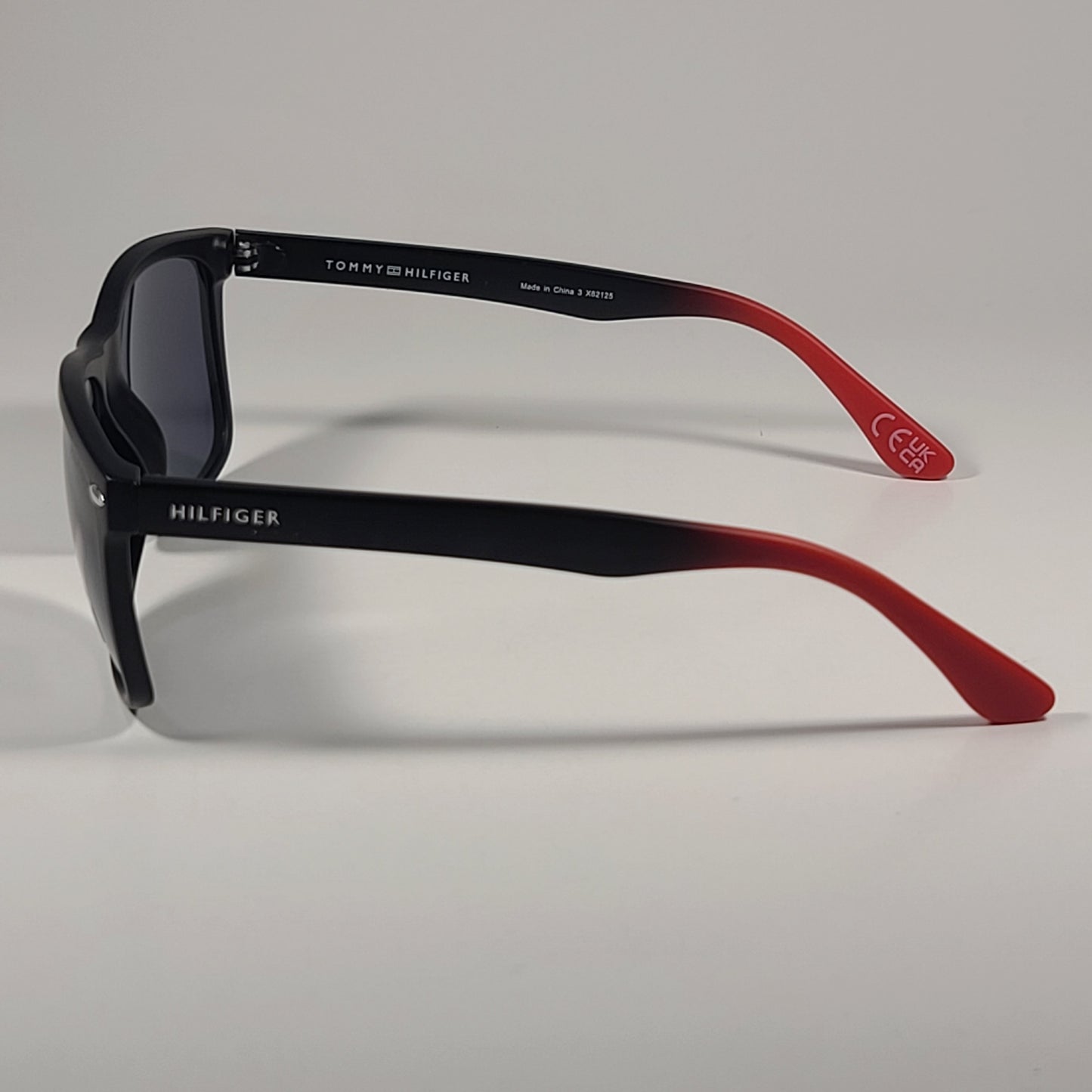 Tommy Hilfiger San Diego MP OM637 Rectangular Sunglasses Matte Black Red Frame Gray Lens - Sunglasses