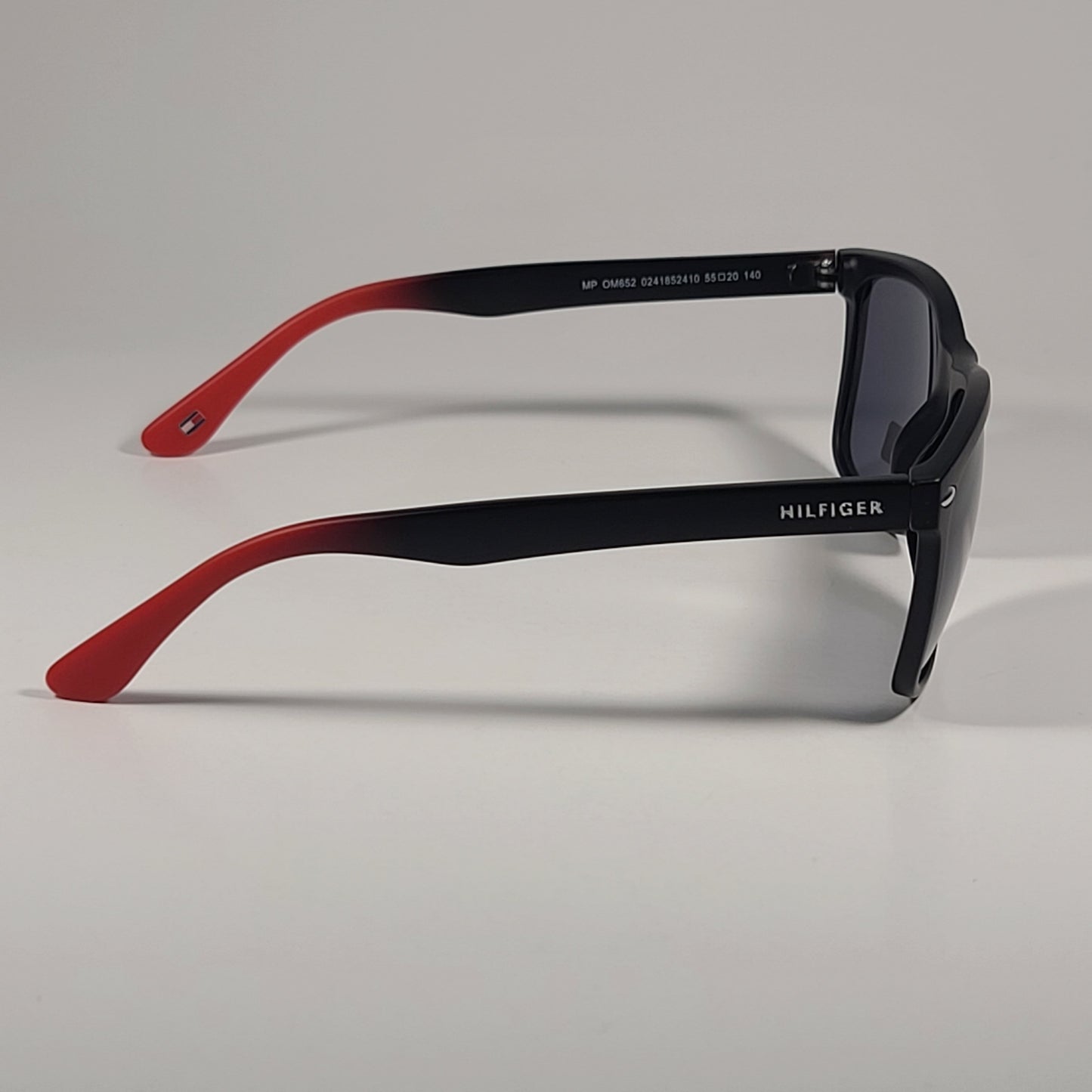 Tommy Hilfiger San Diego MP OM637 Rectangular Sunglasses Matte Black Red Frame Gray Lens - Sunglasses