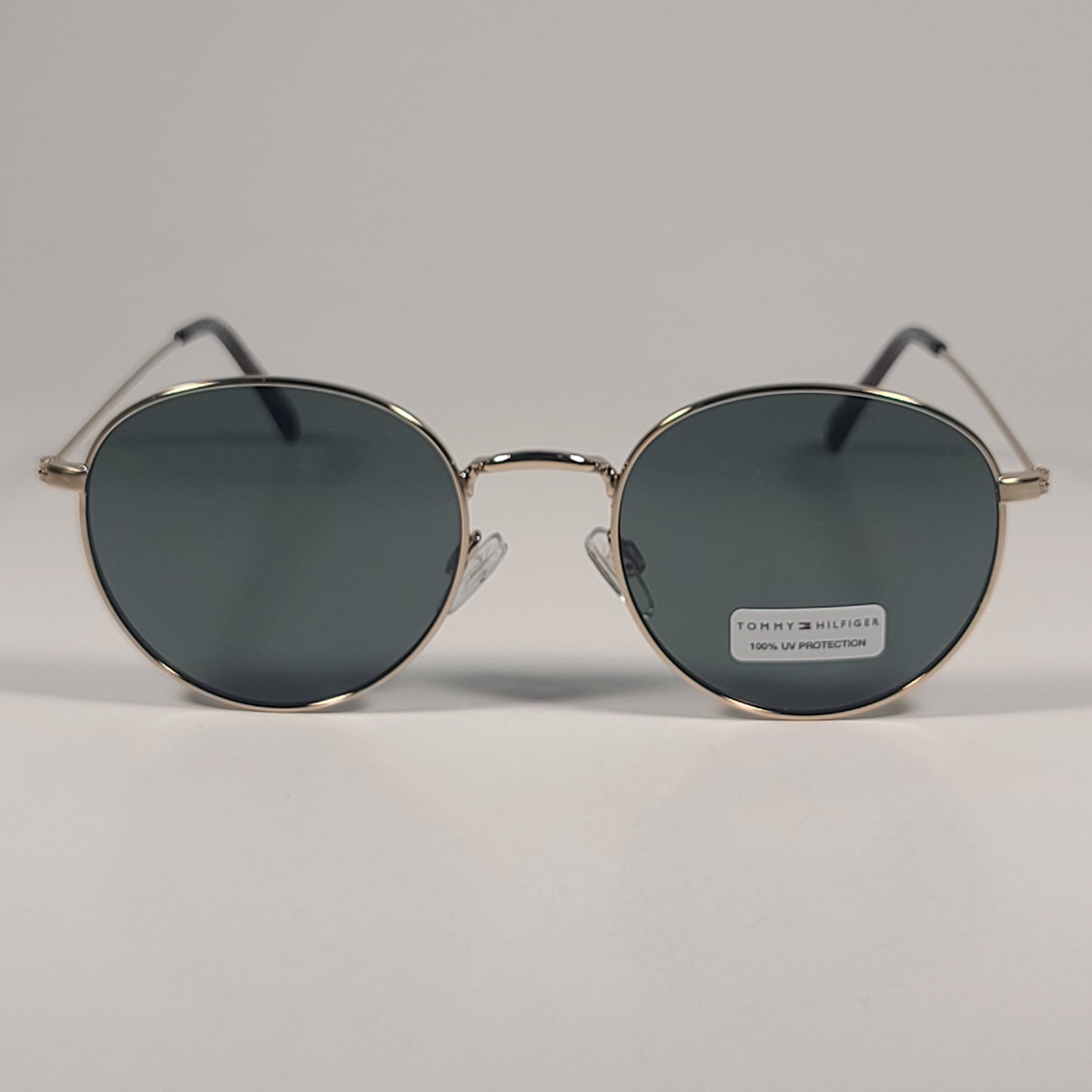 Tommy Hilfiger WM OL626 Round Pilot Sunglasses Gold Tone Metal Green Lens - Sunglasses