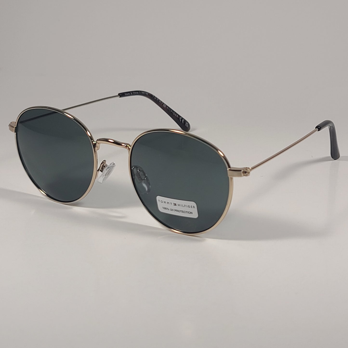 Tommy Hilfiger WM OL626 Round Pilot Sunglasses Gold Tone Metal Green Lens - Sunglasses