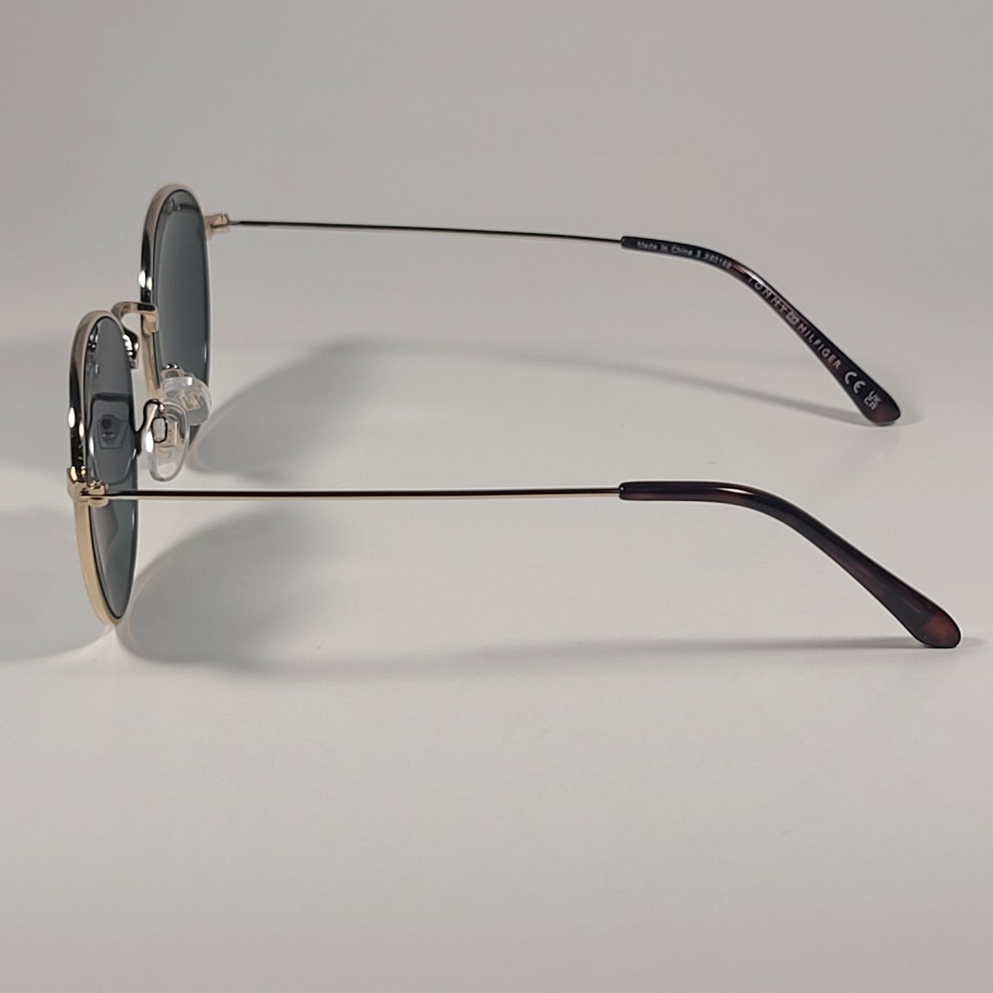 Tommy Hilfiger WM OL626 Round Pilot Sunglasses Gold Tone Metal Green Lens - Sunglasses
