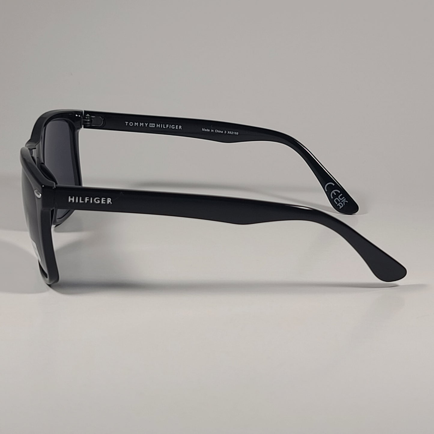 Tommy Hilfiger MP OM671 Rectangular Sunglasses Shiny Black Frame Gray Lens - Sunglasses