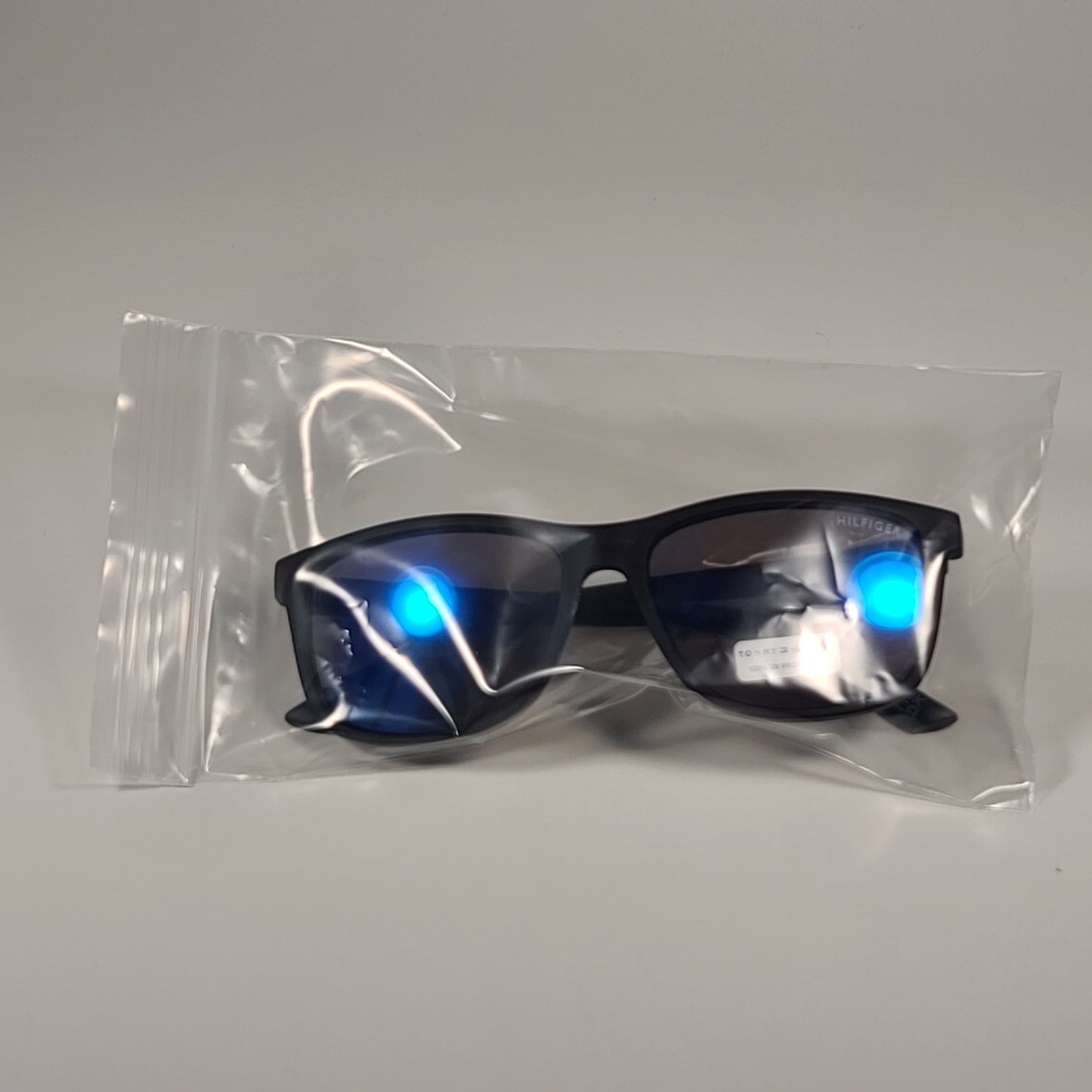 Tommy Hilfiger MP OM663 Rectangular Sunglasses Matte Black Blue Violet Flash Lens - Sunglasses