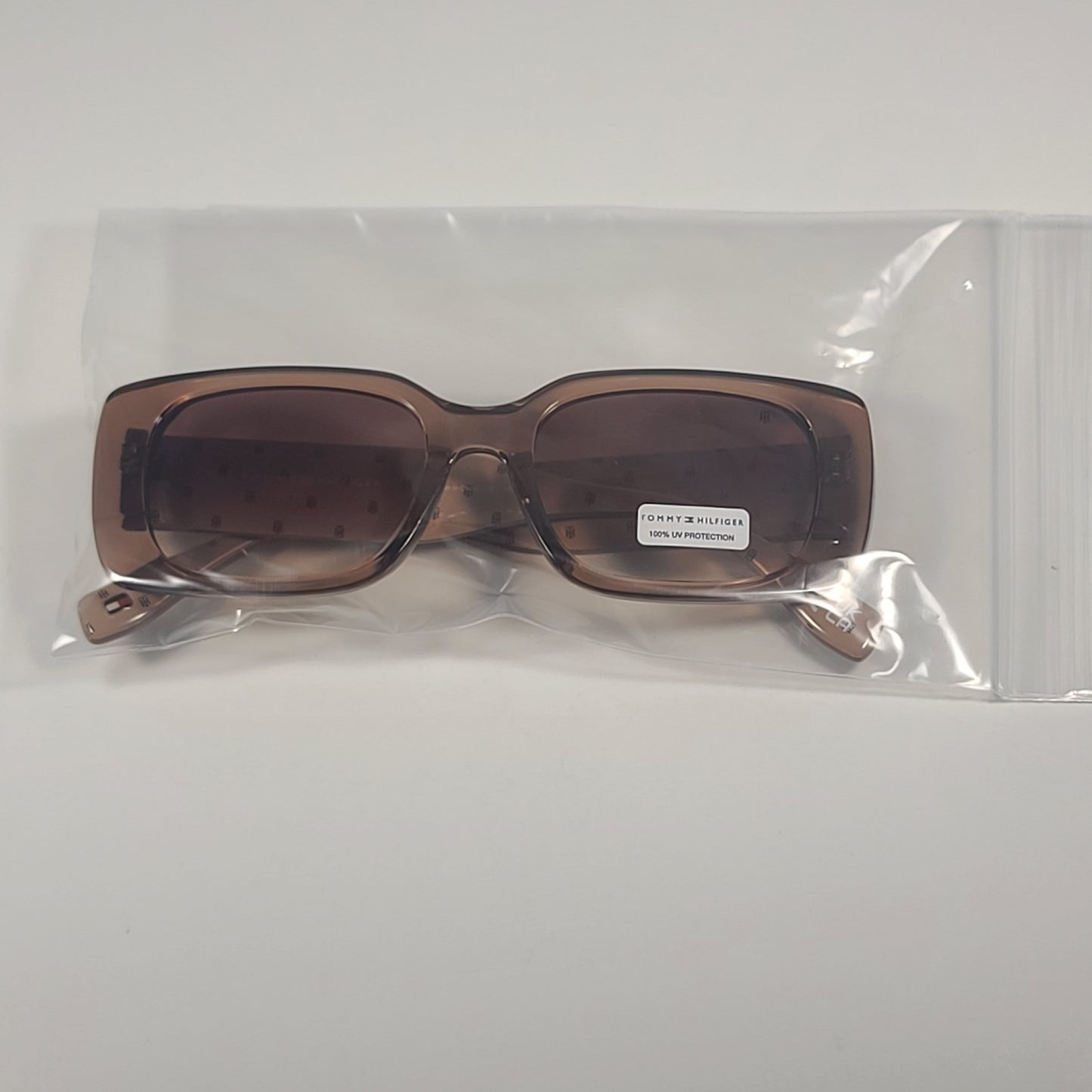 Tommy Hilfiger WP OL651 Rectangle Sunglasses Nude Beige Crystal Brown Gradient - Sunglasses