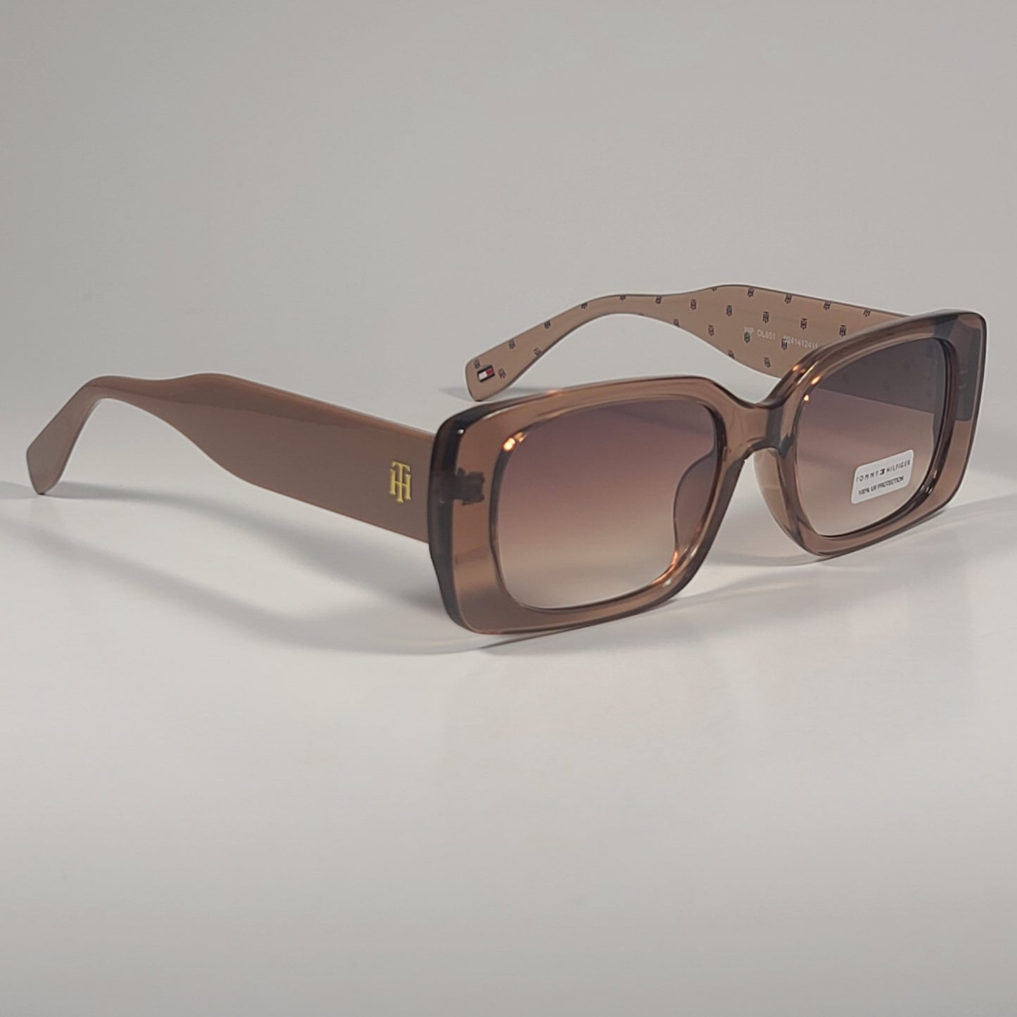 Tommy Hilfiger WP OL651 Rectangle Sunglasses Nude Beige Crystal Brown Gradient - Sunglasses