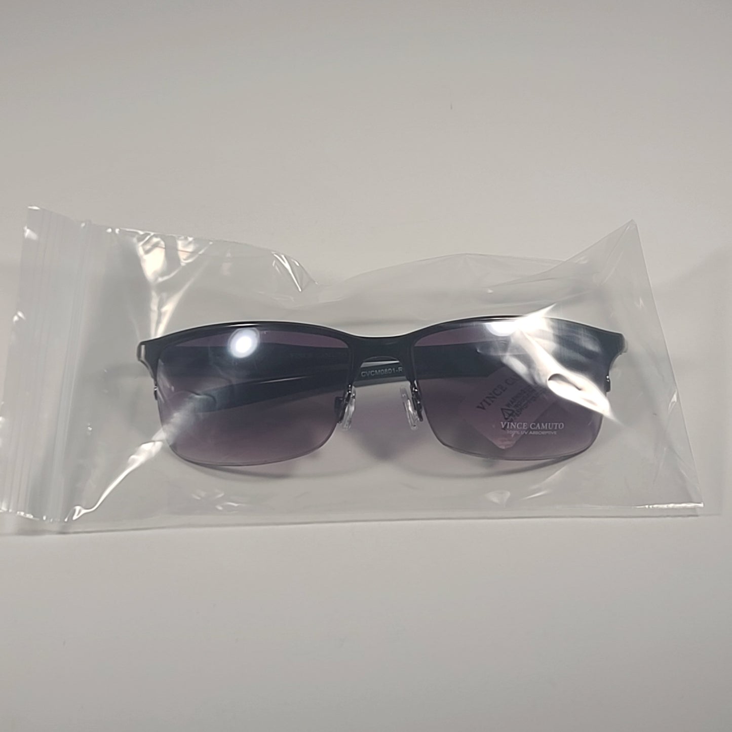 Vince Camuto VM609 GUN Rimless Wrap Sunglasses Gunmetal Black Frame Smoke Gradient Lens - Sunglasses