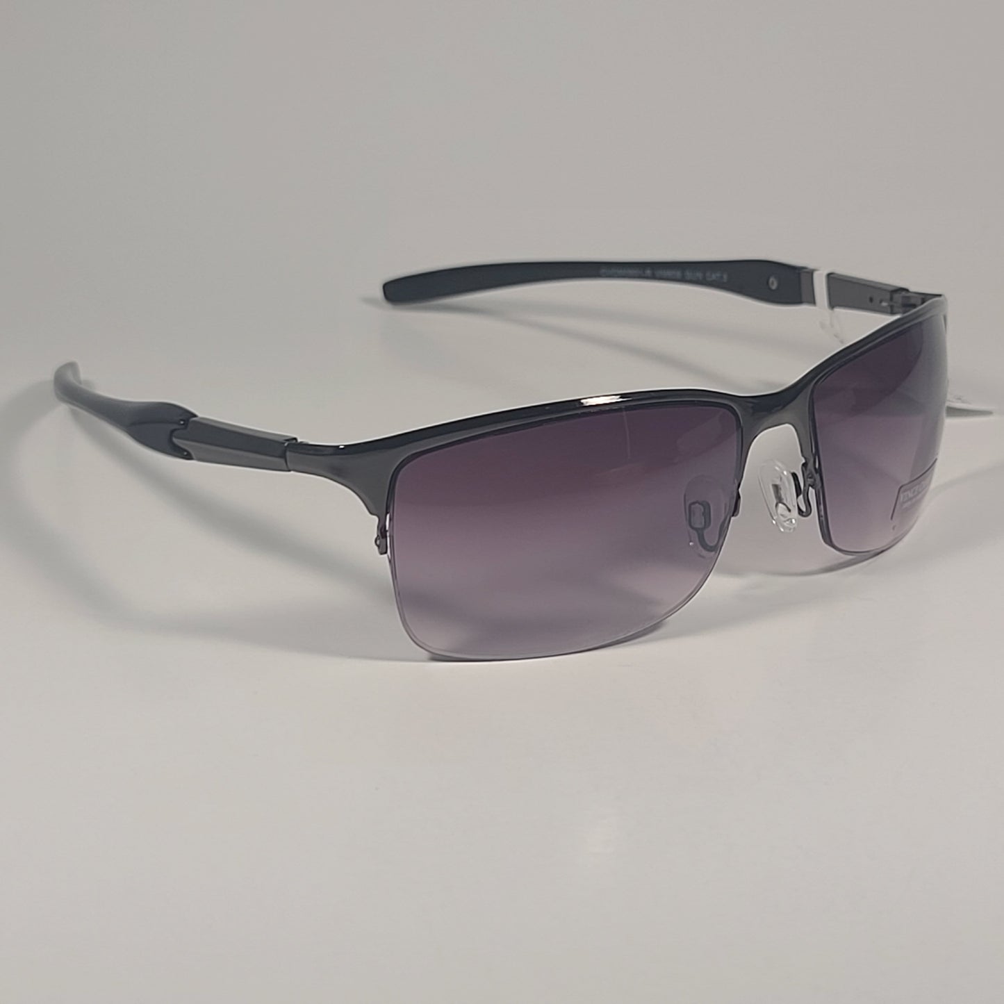 Vince Camuto VM609 GUN Rimless Wrap Sunglasses Gunmetal Black Frame Smoke Gradient Lens - Sunglasses