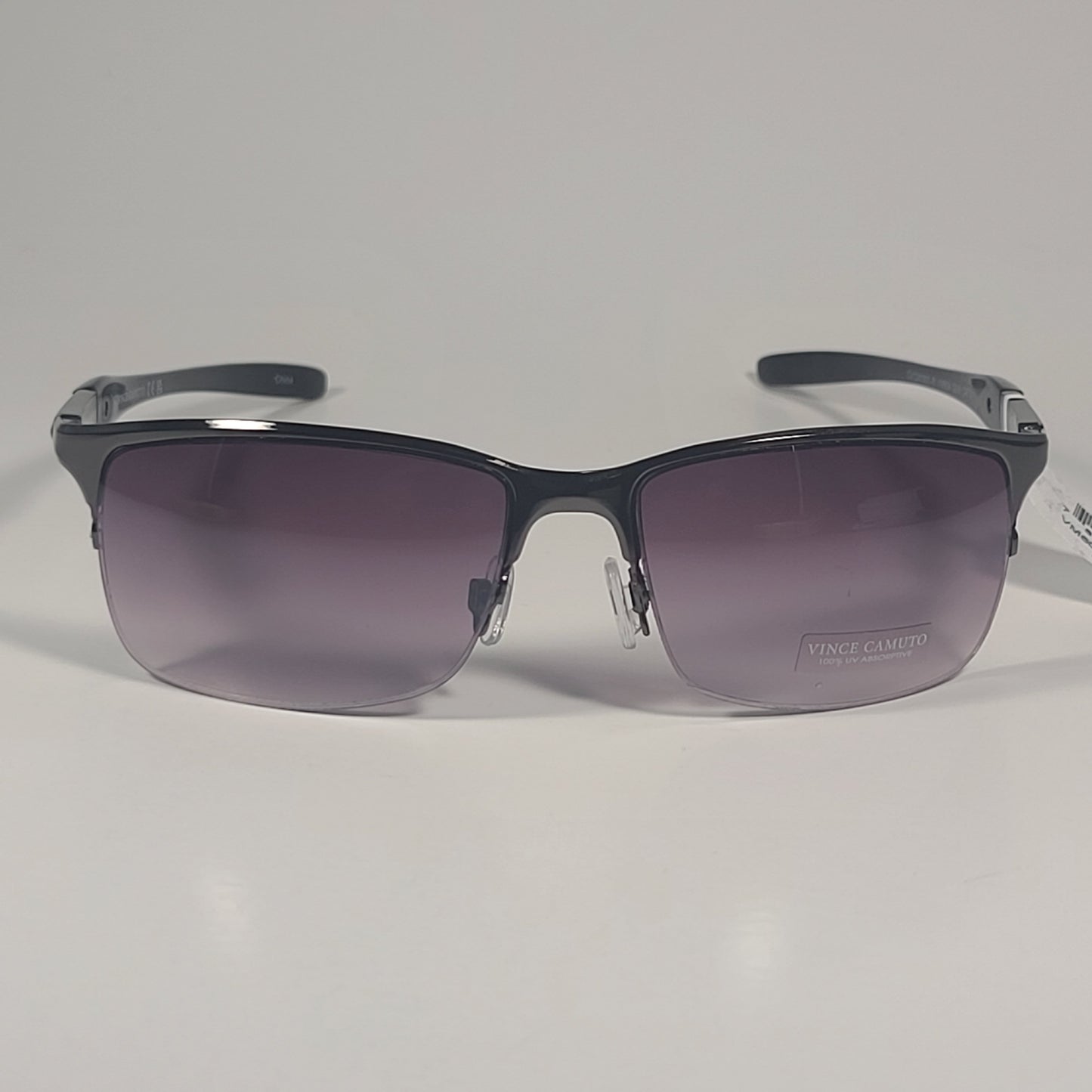 Vince Camuto VM609 GUN Rimless Wrap Sunglasses Gunmetal Black Frame Smoke Gradient Lens - Sunglasses