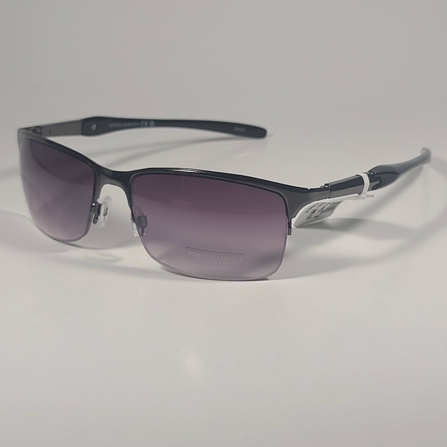 Vince Camuto VM609 GUN Rimless Wrap Sunglasses Gunmetal Black Frame Smoke Gradient Lens - Sunglasses
