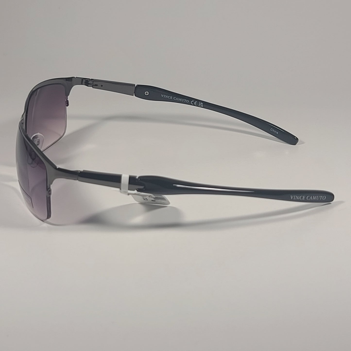 Vince Camuto VM609 GUN Rimless Wrap Sunglasses Gunmetal Black Frame Smoke Gradient Lens - Sunglasses