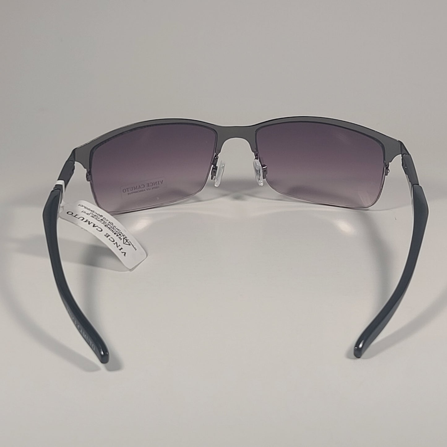 Vince Camuto VM609 GUN Rimless Wrap Sunglasses Gunmetal Black Frame Smoke Gradient Lens - Sunglasses