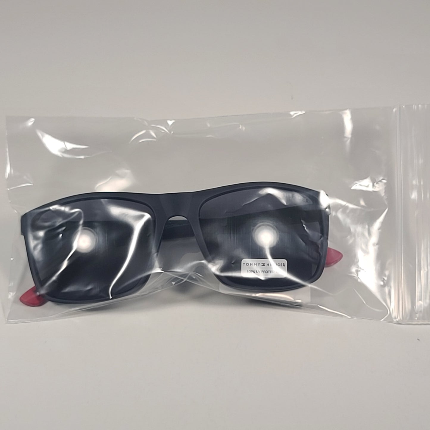 Tommy Hilfiger MP OM677 Rectangular Sunglasses Two Tone Navy Blue Red Gray Lens - Sunglasses