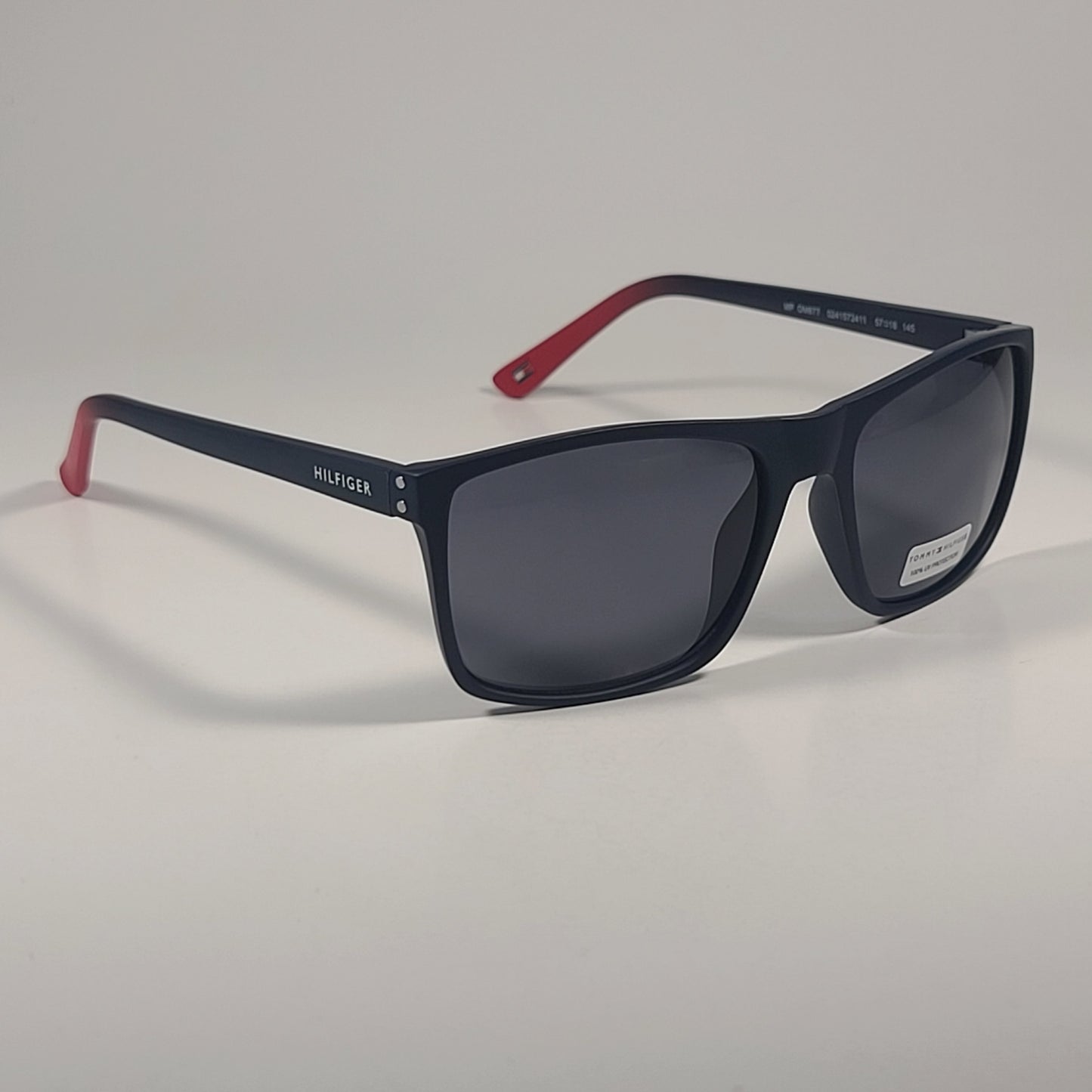Tommy Hilfiger MP OM677 Rectangular Sunglasses Two Tone Navy Blue Red Gray Lens - Sunglasses