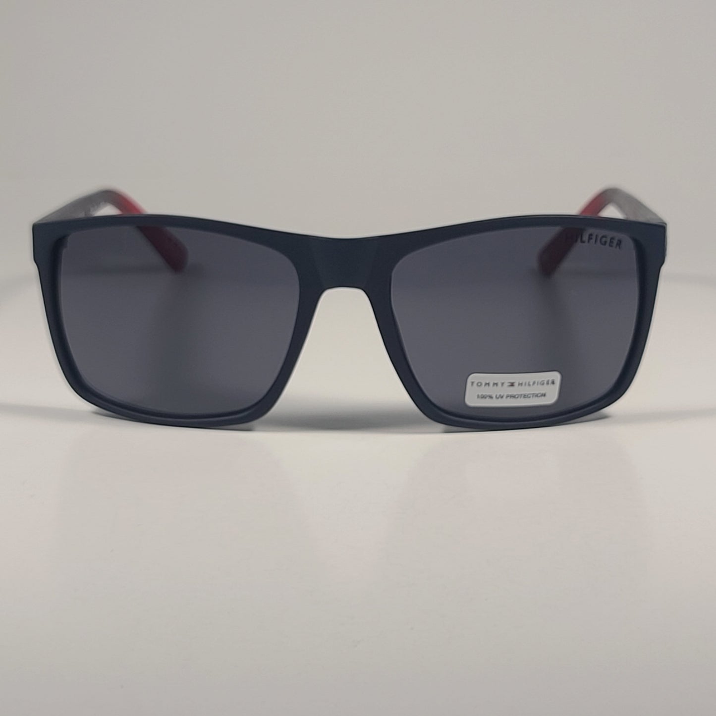 Tommy Hilfiger MP OM677 Rectangular Sunglasses Two Tone Navy Blue Red Gray Lens - Sunglasses