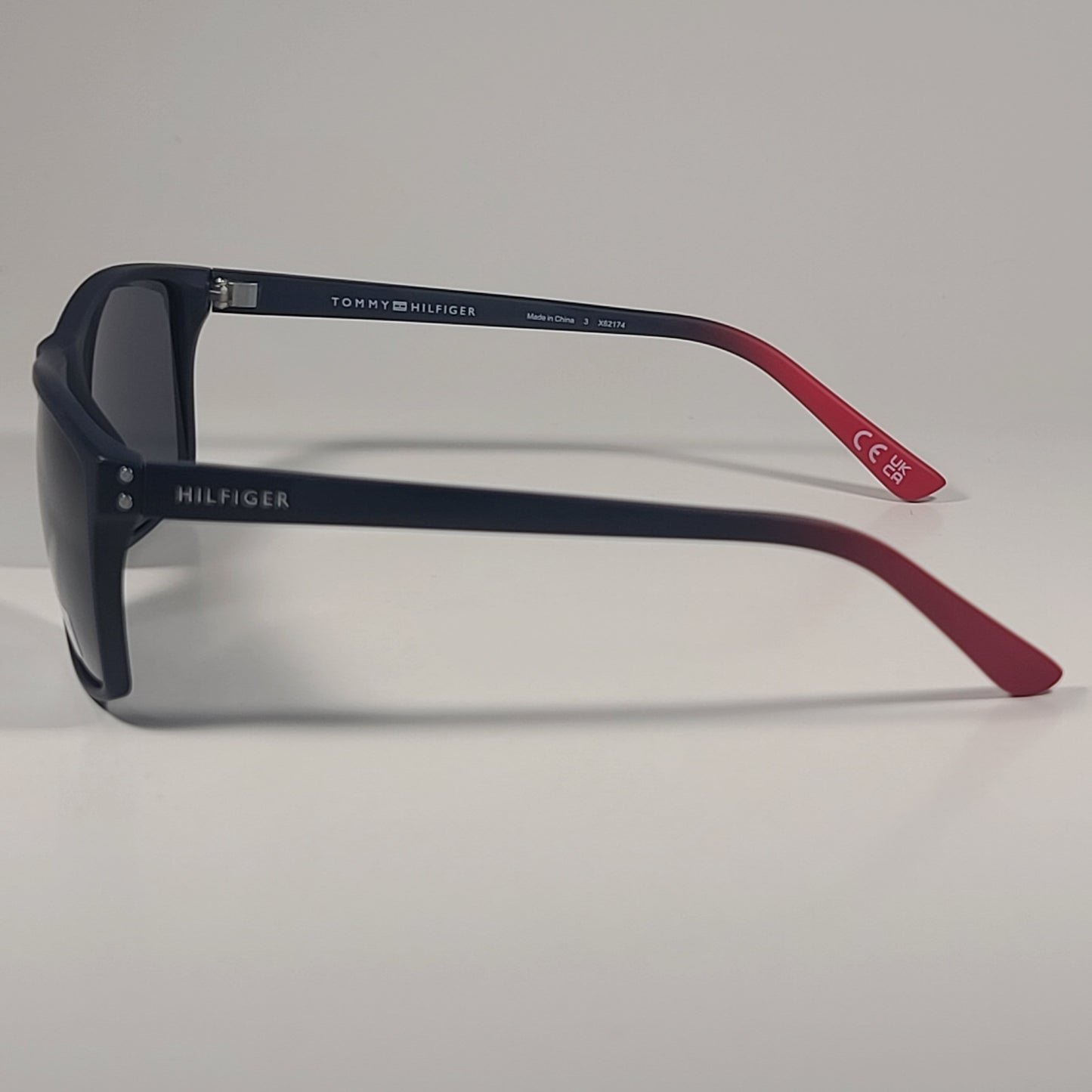 Tommy Hilfiger MP OM677 Rectangular Sunglasses Two Tone Navy Blue Red Gray Lens - Sunglasses