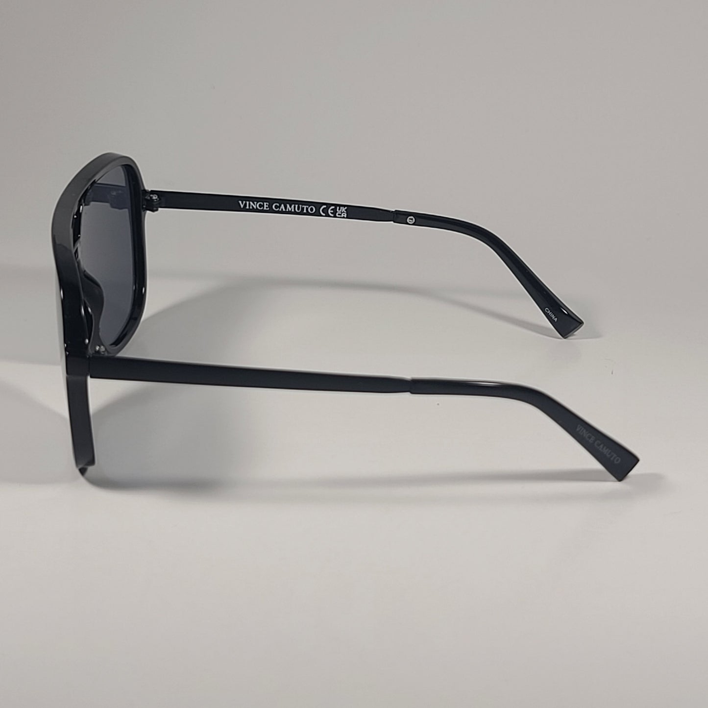 Vince Camuto VM702 OX Shield Navigator Sunglasses Black Frame Gray Tinted Lens - Sunglasses