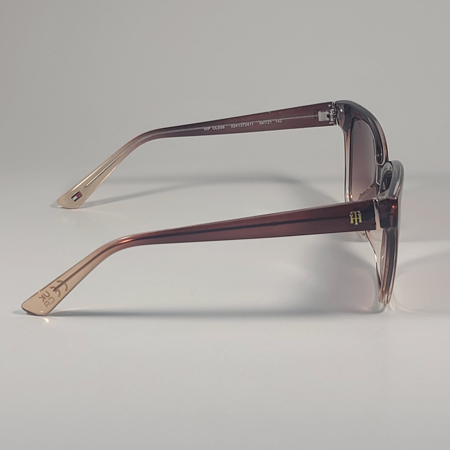 Tommy Hilfiger WP OL658 Cat Eye Sunglasses Brown Crystal Frame Brown Lens 54mm - Sunglasses