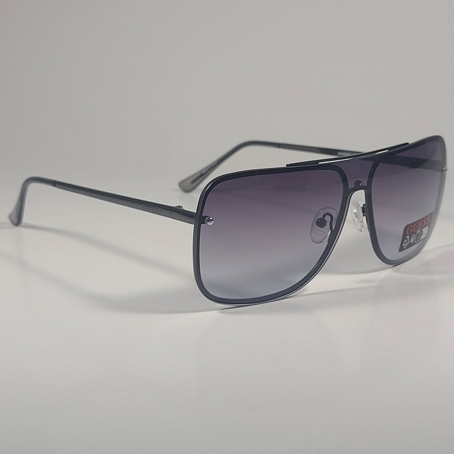 Guess GO00053 06B Shield Sunglasses Gunmetal Frame Smoke Gray Gradient Lens - Sunglasses
