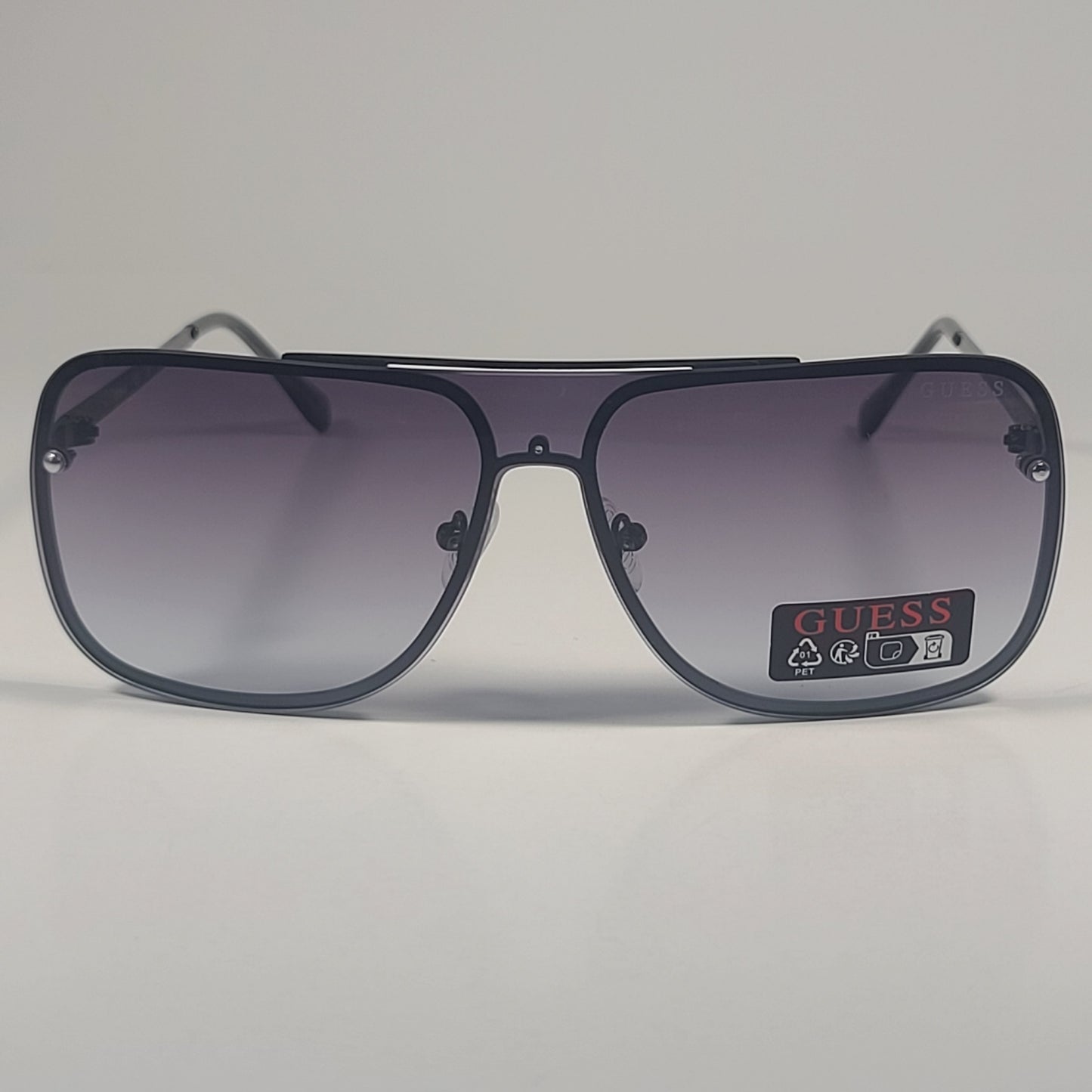 Guess GO00053 06B Shield Sunglasses Gunmetal Frame Smoke Gray Gradient Lens - Sunglasses