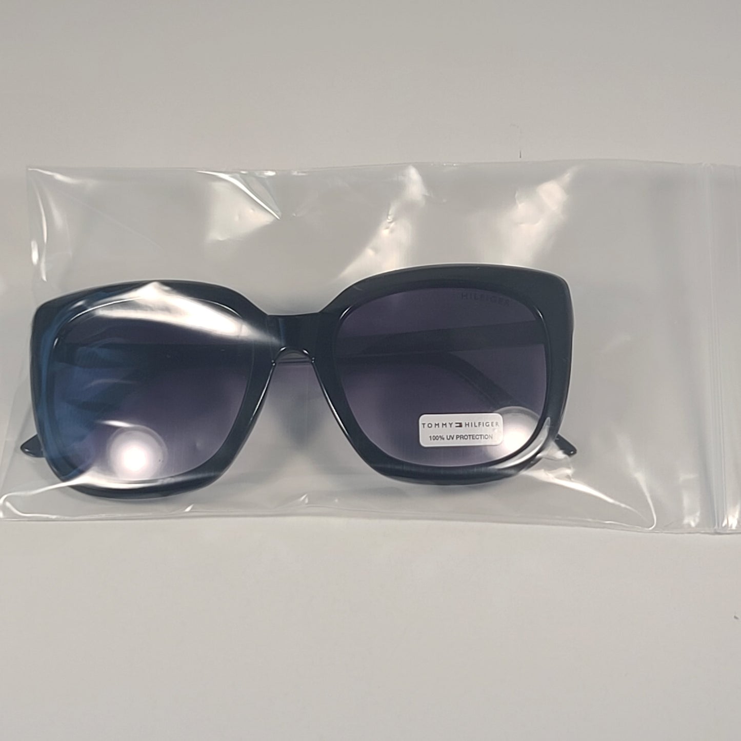 Tommy Hilfiger WM OL608 Oversized Sunglasses Black Silver & Smoke Gradient Lens - Sunglasses