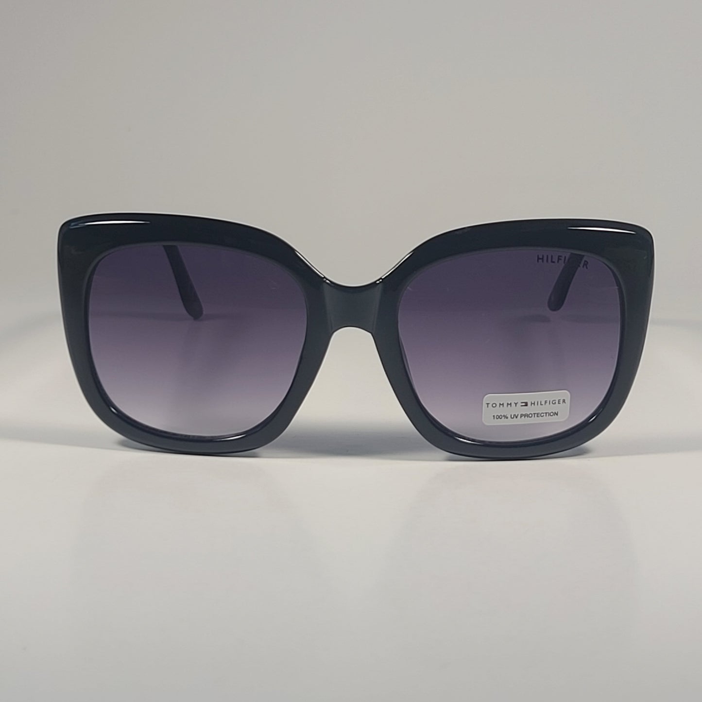 Tommy Hilfiger WM OL608 Oversized Sunglasses Black Silver & Smoke Gradient Lens - Sunglasses