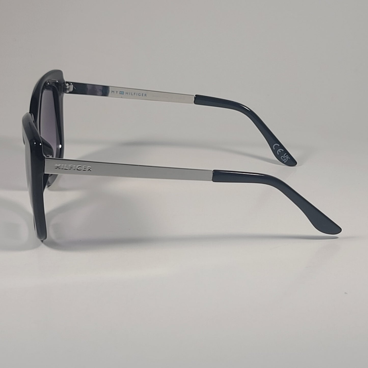 Tommy Hilfiger WM OL608 Oversized Sunglasses Black Silver & Smoke Gradient Lens - Sunglasses