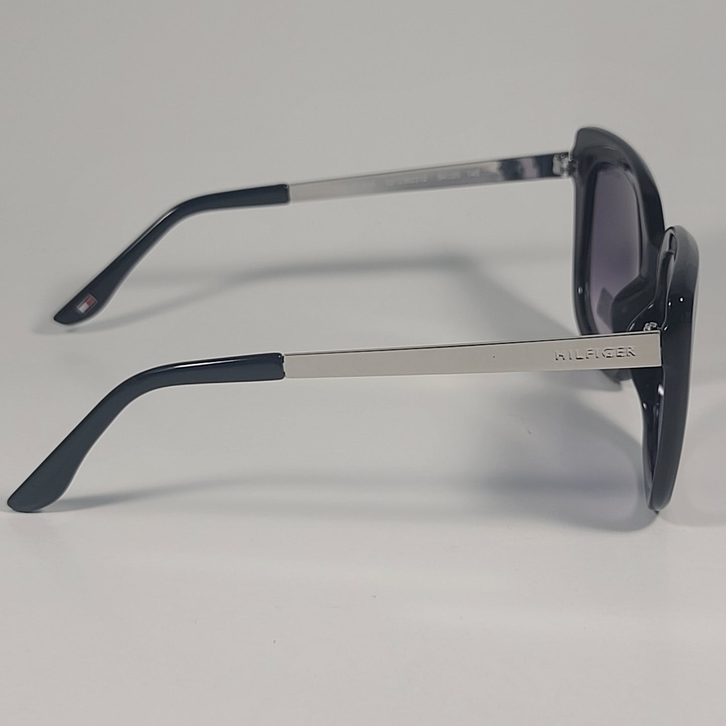 Tommy Hilfiger WM OL608 Oversized Sunglasses Black Silver & Smoke Gradient Lens - Sunglasses