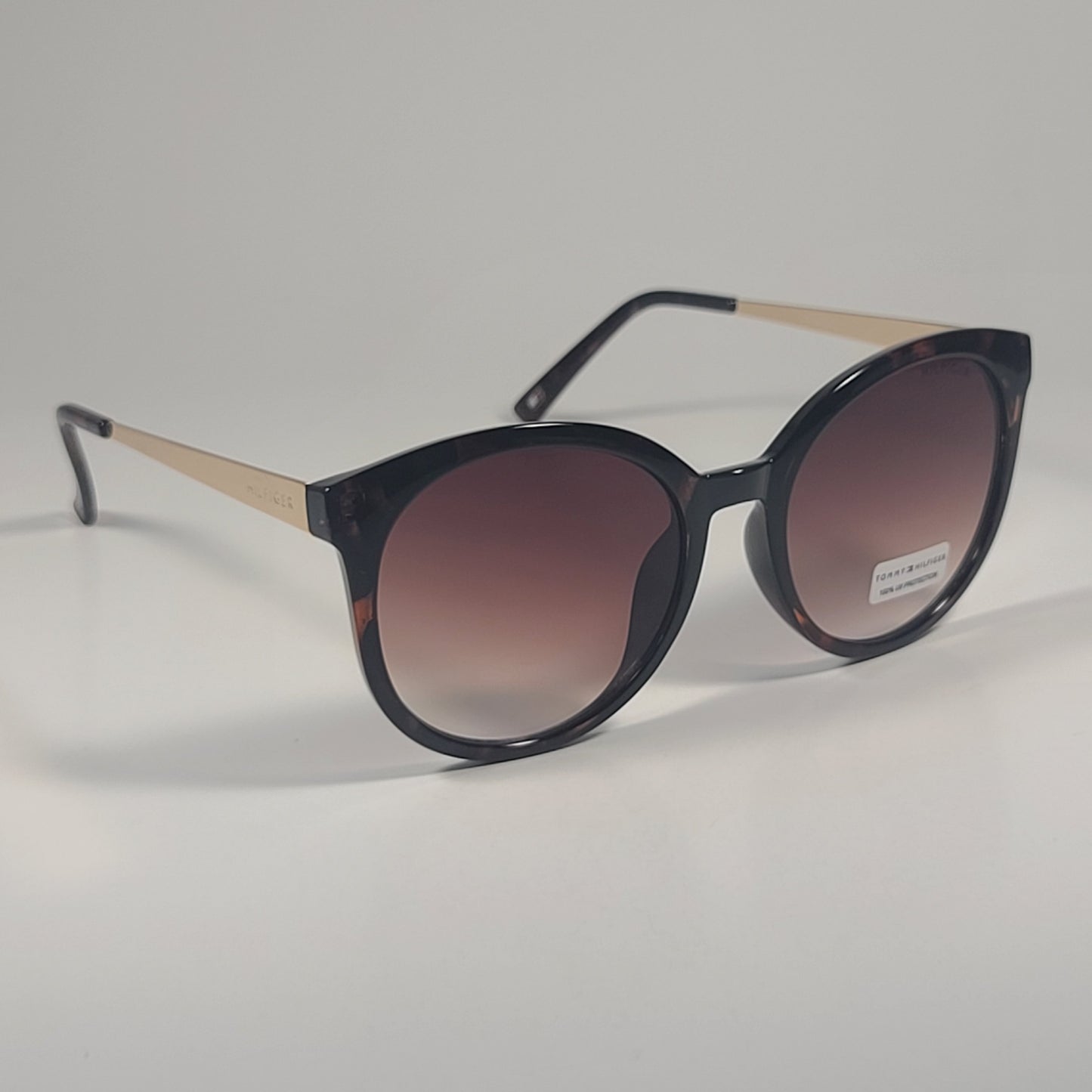 Tommy Hilfiger WP OL629 Round Sunglasses Brown Tortoise Gold & Brown Gradient Lens - Sunglasses