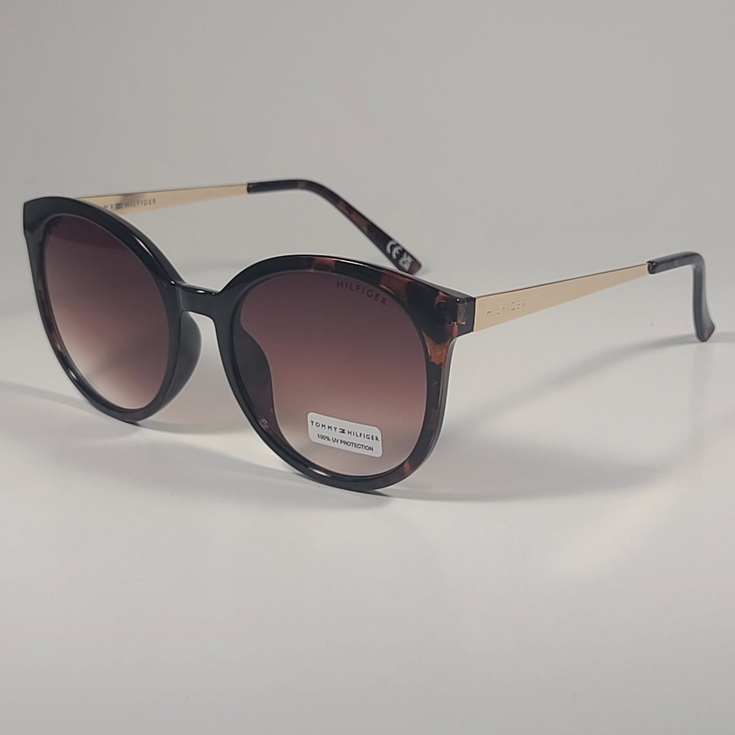 Tommy Hilfiger WP OL629 Round Sunglasses Brown Tortoise Gold & Brown Gradient Lens - Sunglasses