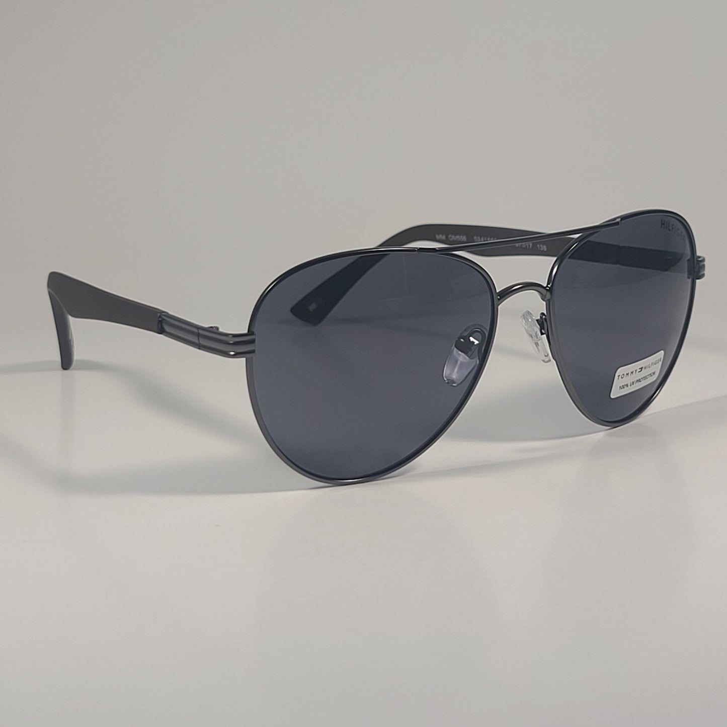 Tommy Hilfiger MM OM656 Aviator Pilot Sunglasses Gunmetal Dark Brown Frame & Gray Lens - Sunglasses