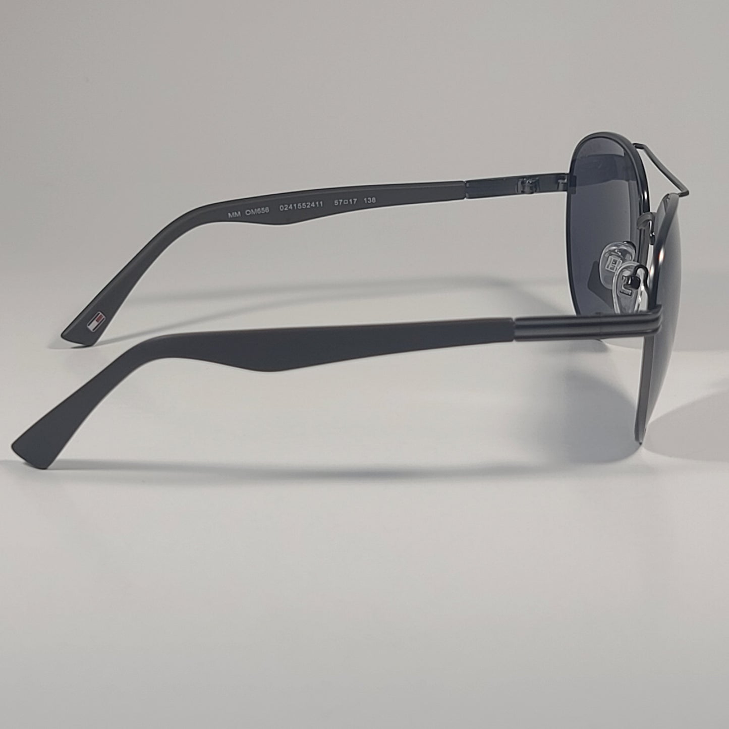 Tommy Hilfiger MM OM656 Aviator Pilot Sunglasses Gunmetal Dark Brown Frame & Gray Lens - Sunglasses