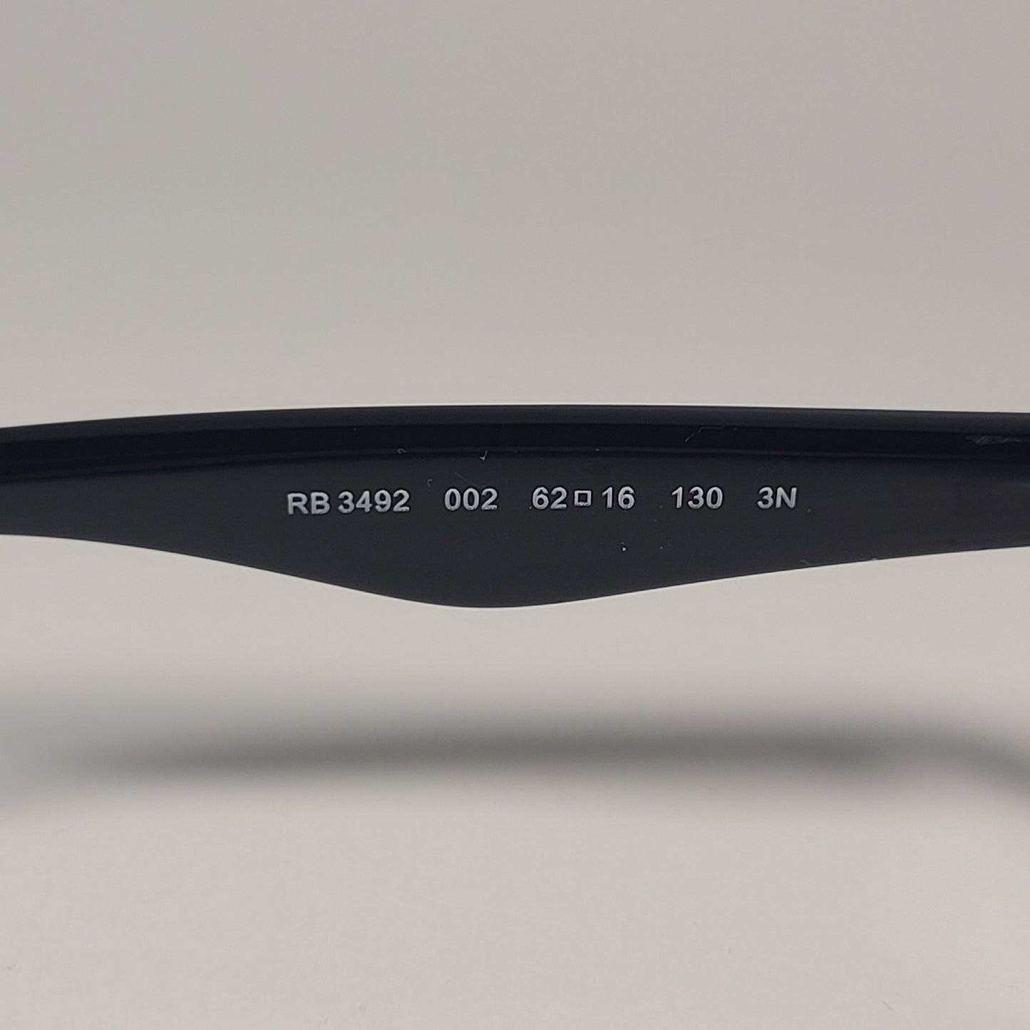 Ray-Ban RB3492 002 Rectangle Sunglasses Polished Black Frame Green Lenses 62mm - Sunglasses