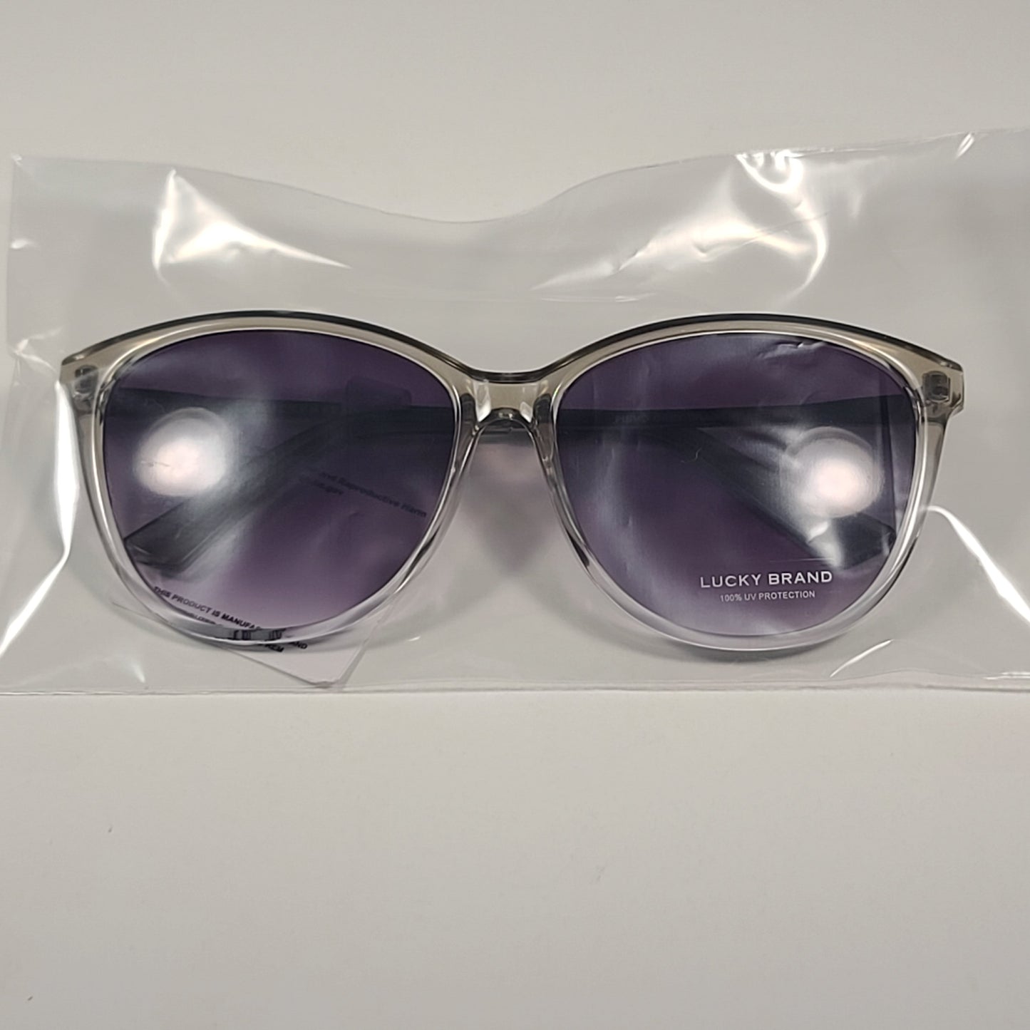 Lucky Brand Pismo Cat Eye Sunglasses Gray Crystal Silver Frame Smoke Gradient Lens - Sunglasses