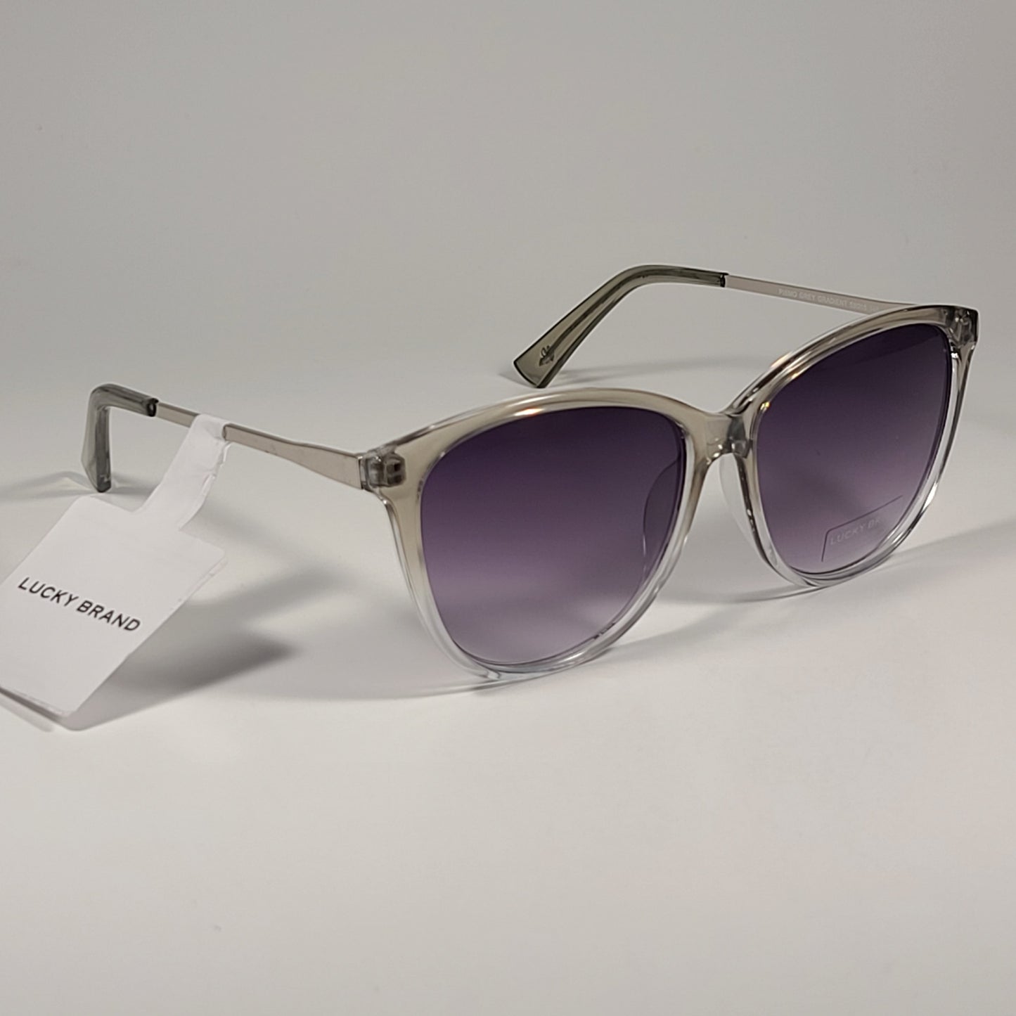 Lucky Brand Pismo Cat Eye Sunglasses Gray Crystal Silver Frame Smoke Gradient Lens - Sunglasses