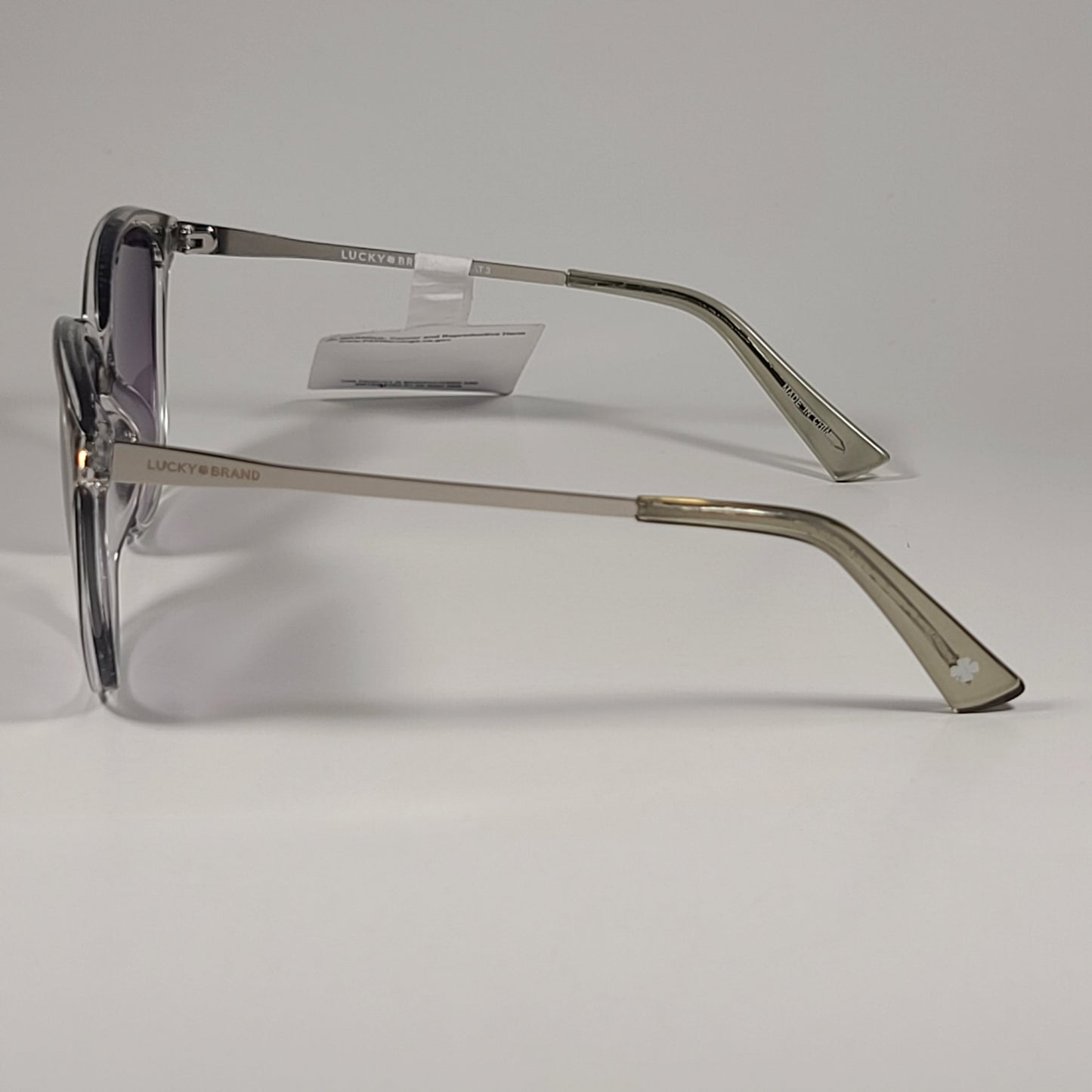 Lucky Brand Pismo Cat Eye Sunglasses Gray Crystal Silver Frame Smoke Gradient Lens - Sunglasses