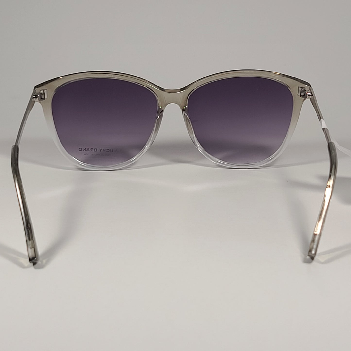 Lucky Brand Pismo Cat Eye Sunglasses Gray Crystal Silver Frame Smoke Gradient Lens - Sunglasses