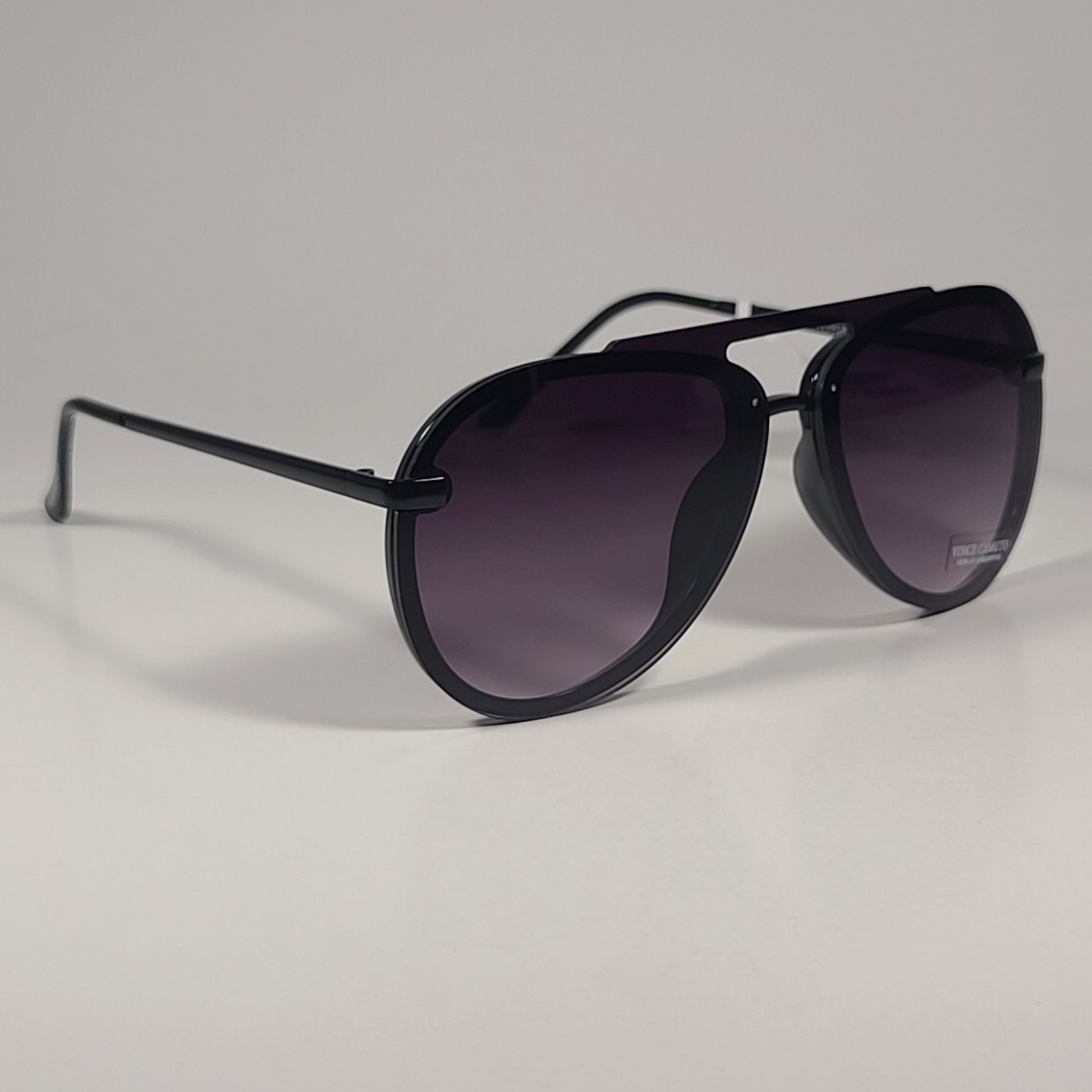 Vince Camuto VC991 BLK Rimless Aviator Sunglasses Black Frame Smoke Gradient Lens - Sunglasses