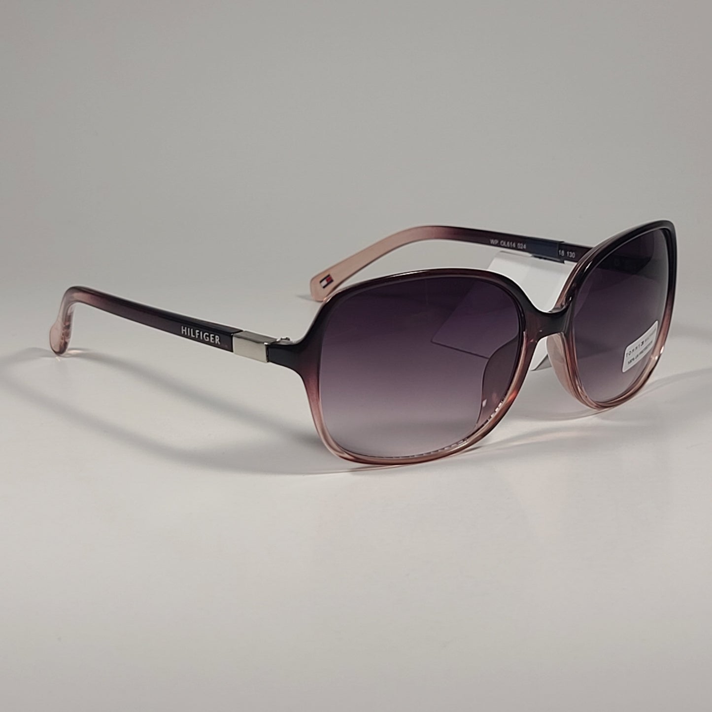 Tommy Hilfiger WP OL614 Oval Sunglasses Red Wine Crystal Frame Smoke Gradient Lens - Sunglasses