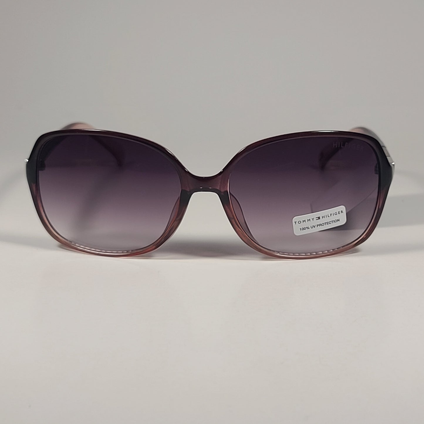 Tommy Hilfiger WP OL614 Oval Sunglasses Red Wine Crystal Frame Smoke Gradient Lens - Sunglasses