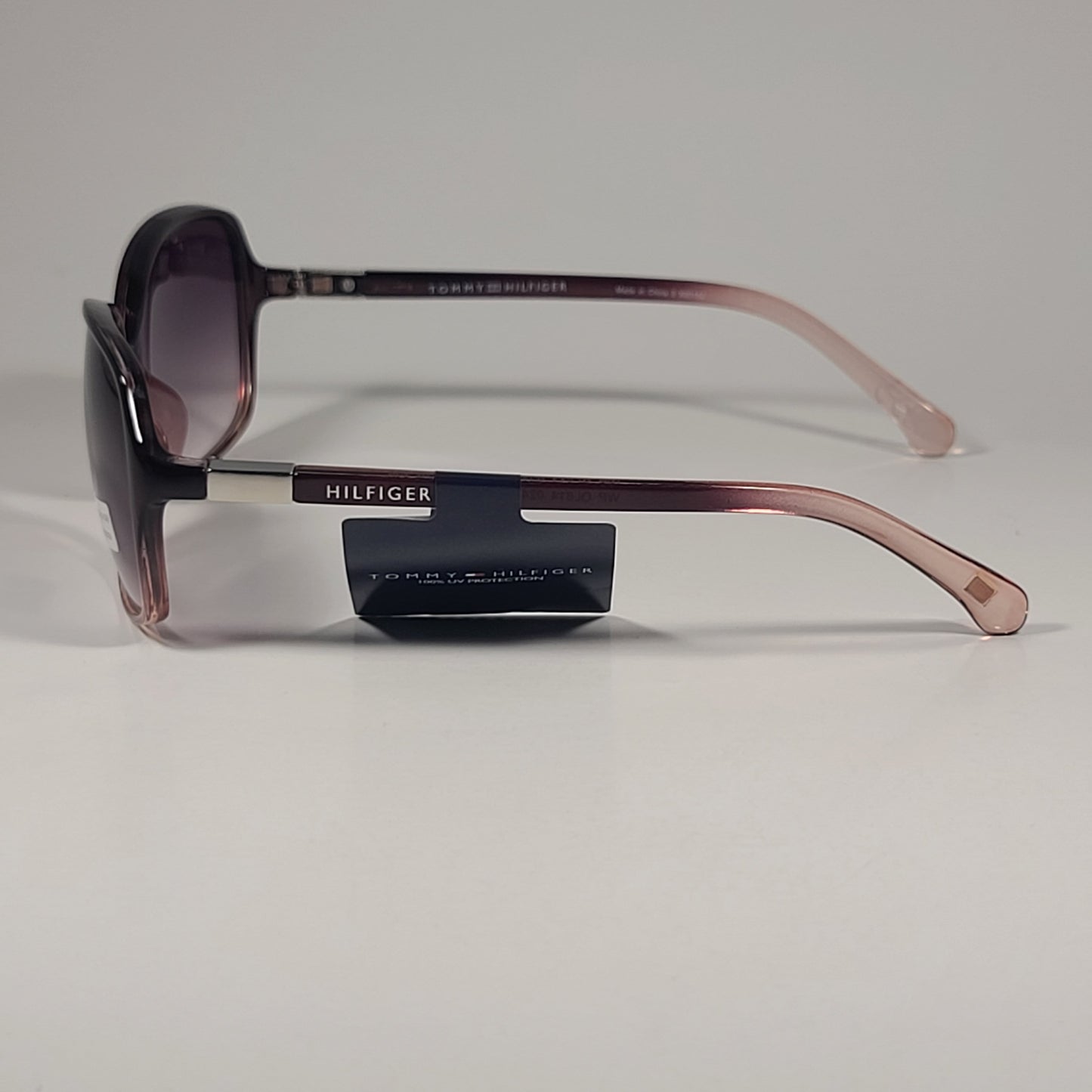 Tommy Hilfiger WP OL614 Oval Sunglasses Red Wine Crystal Frame Smoke Gradient Lens - Sunglasses