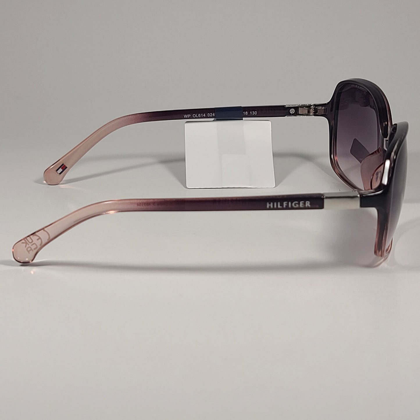 Tommy Hilfiger WP OL614 Oval Sunglasses Red Wine Crystal Frame Smoke Gradient Lens - Sunglasses